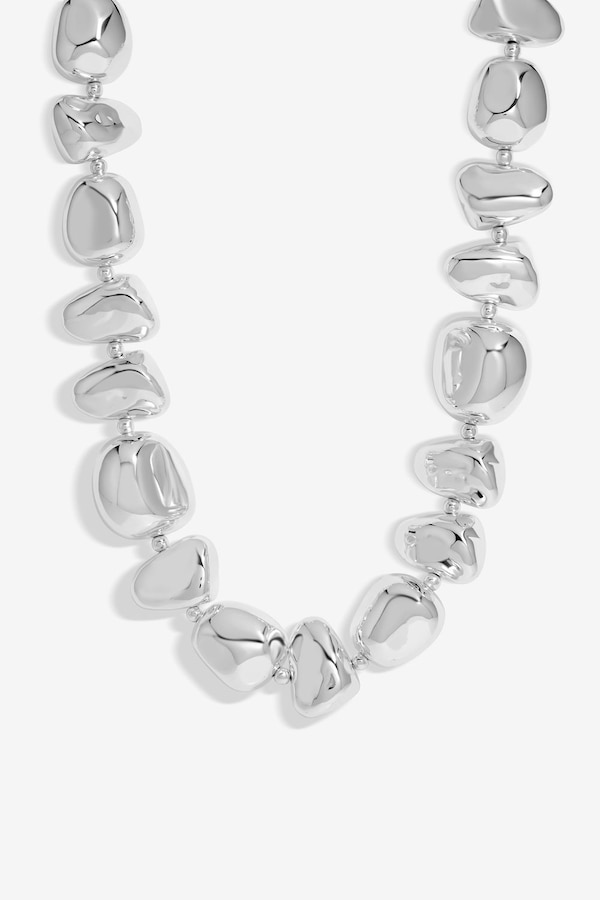 Mood Silver Polished Organic Pebble Necklace