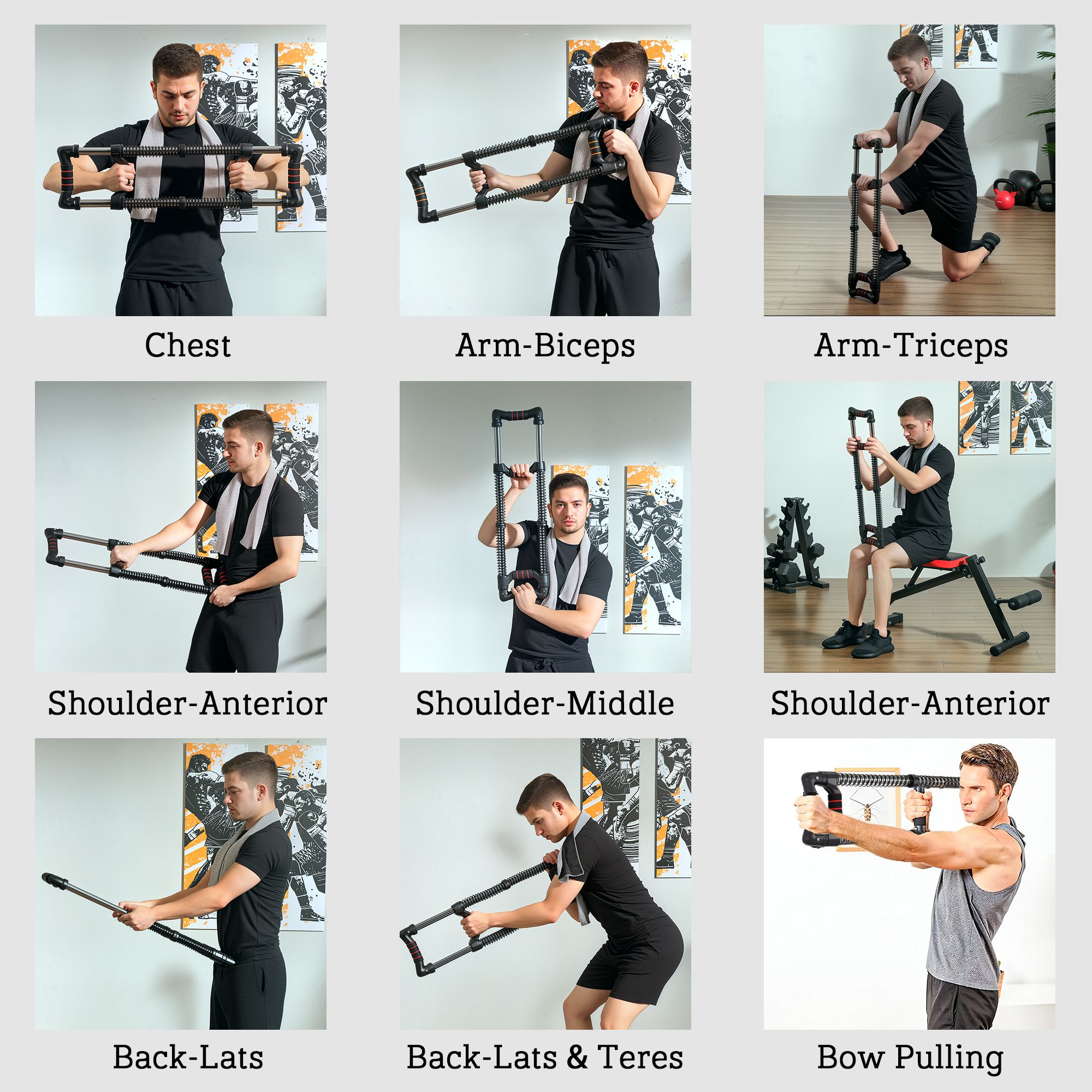 SPORTNOW Chest Expander with 10-50kg Adjustable Resistance for Men, Women image 6