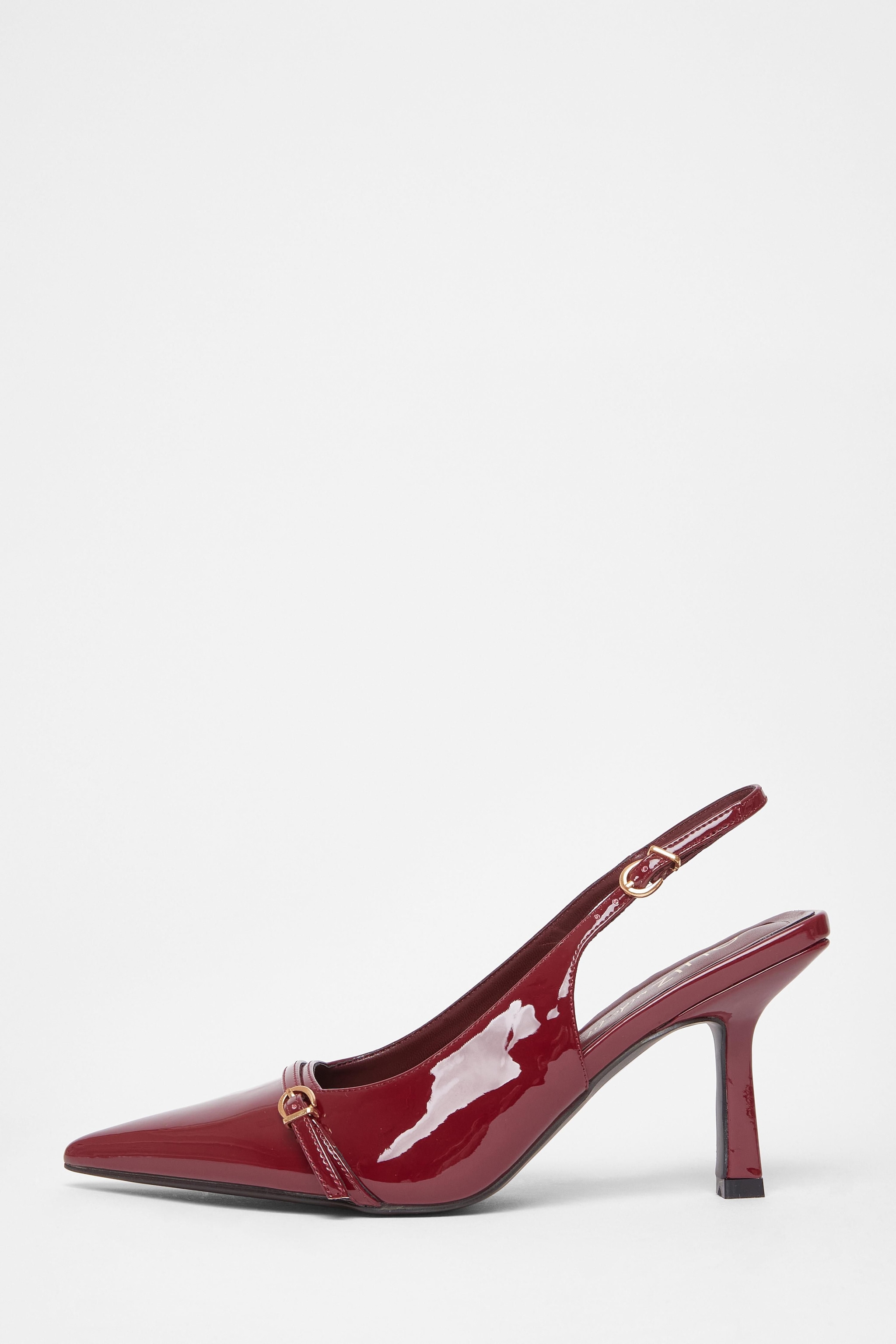 Quiz Burgundy Wide Fit Slingback Court Heels image 3
