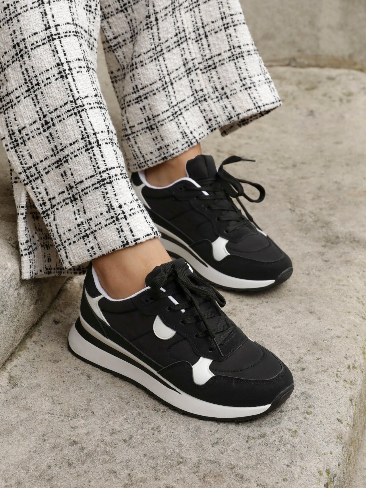 Linzi Clapham Black Two-Tone Wedged Trainer image 6