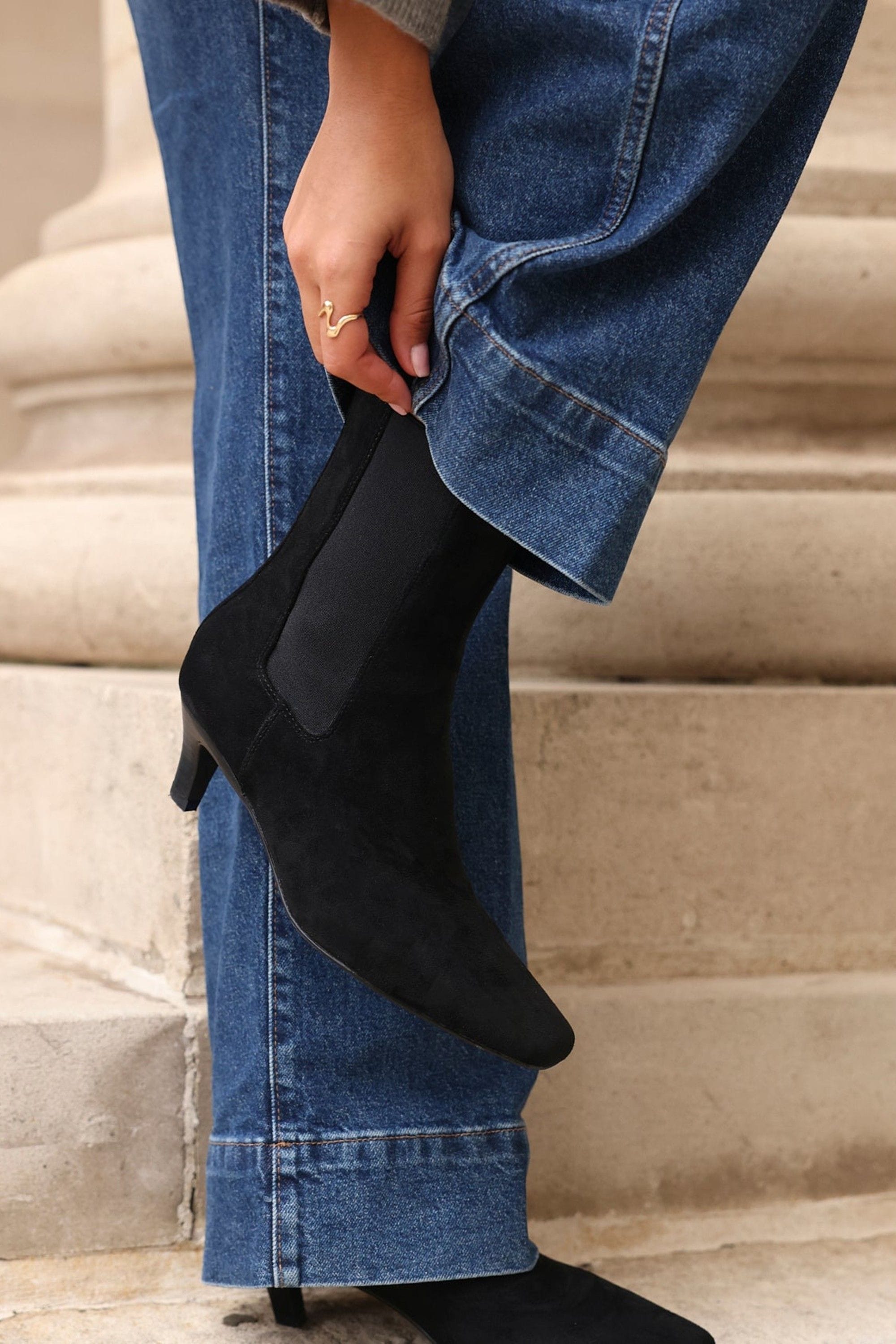 Linzi Ritual Black Faux Suede Kitten Heel Chelsea Boot image 6