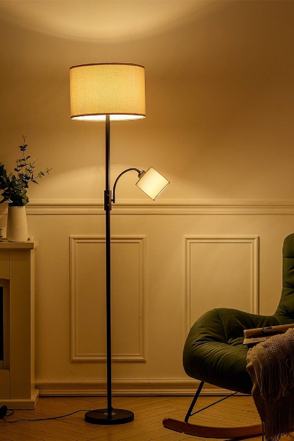 Living and Home 2 Light Floor Lamp with Swivel Shade for Living Room Lighting