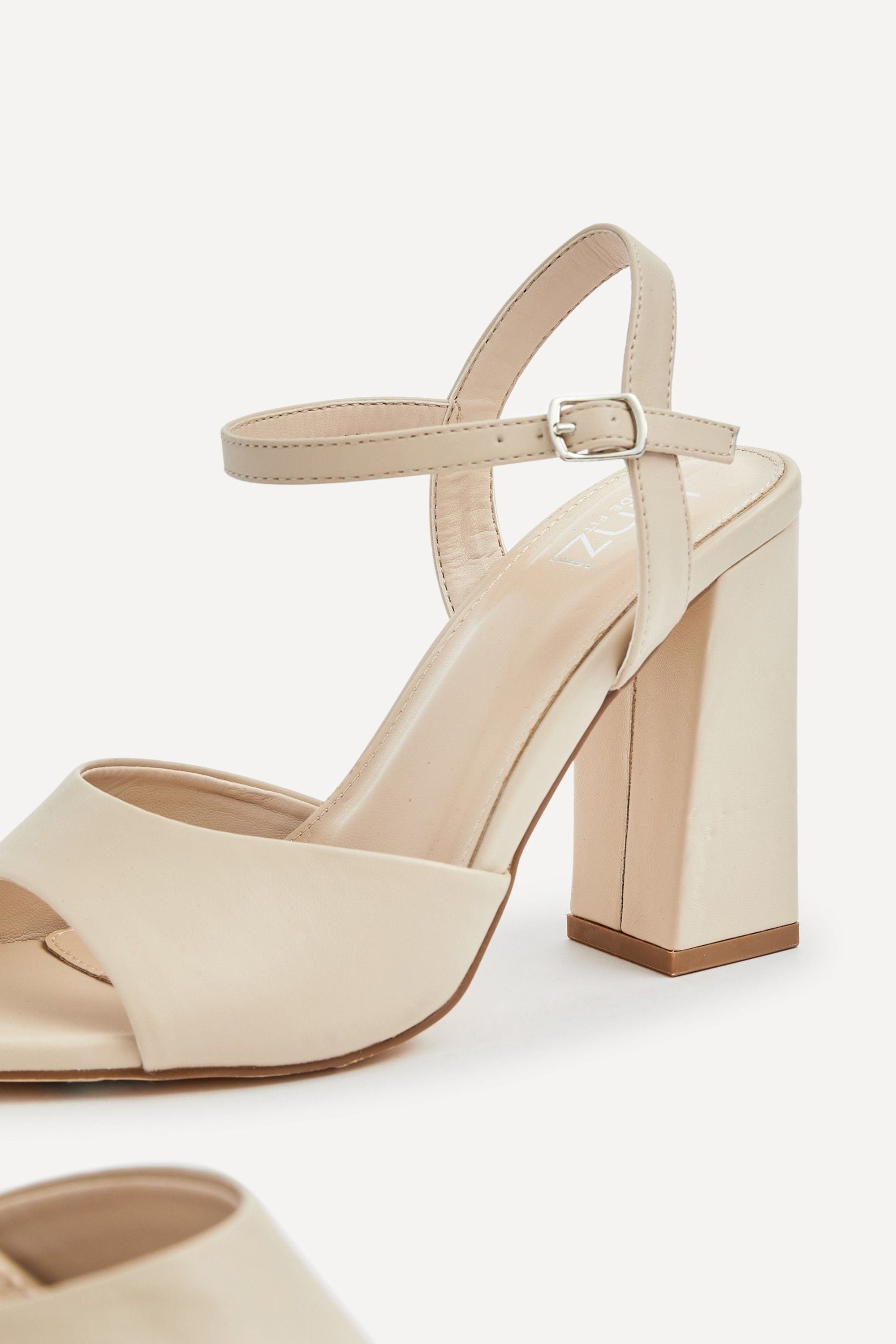 Linzi Monroe Wide Fit Nude Faux Leather Block Heeled Sandals image 5