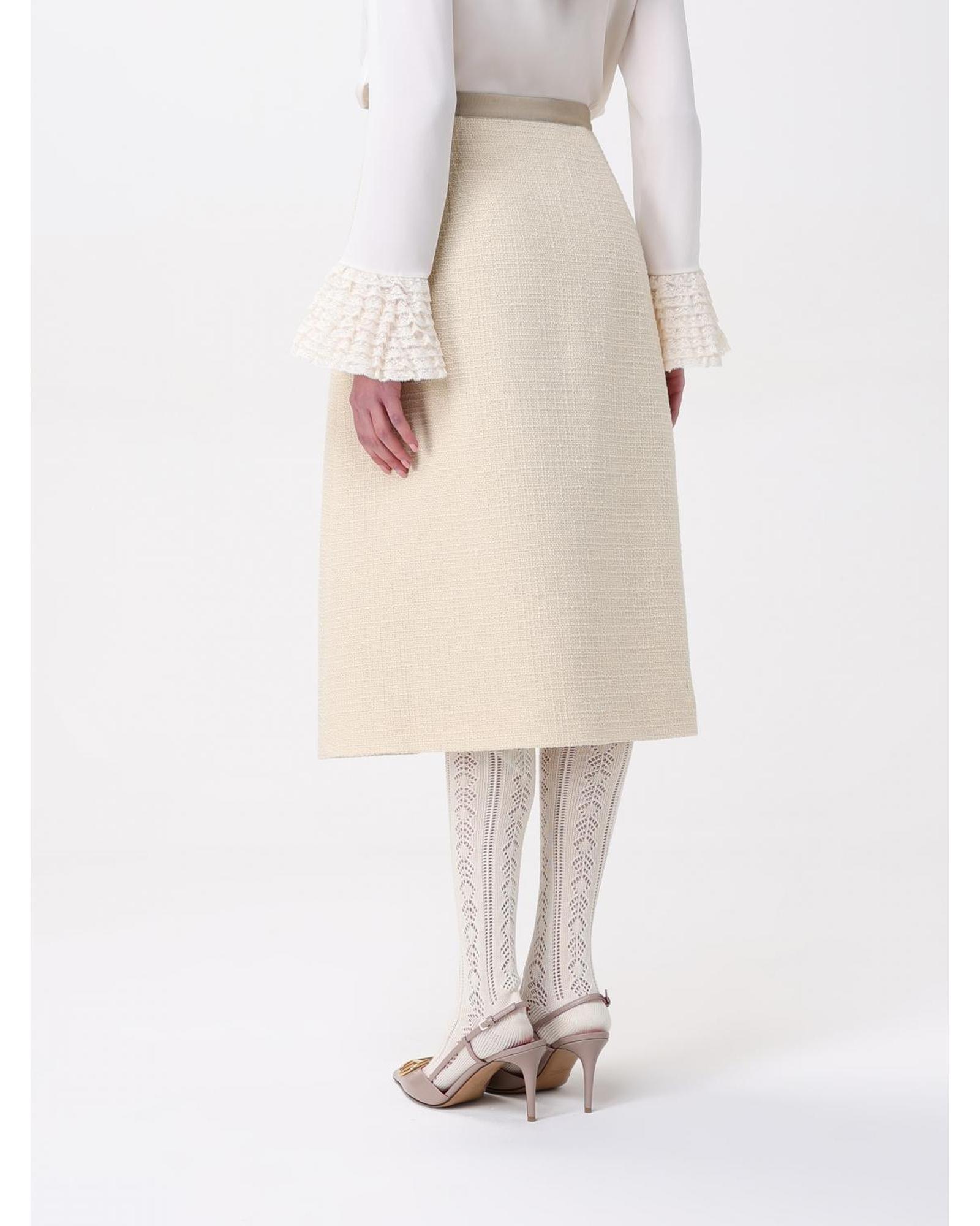Valentino ALine Tweed Skirt Wo - Beige image 3