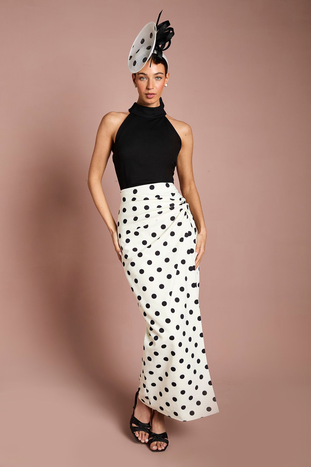 Coast Lisa Tan Printed Twist Detail Wrap Maxi Skirt Ivory