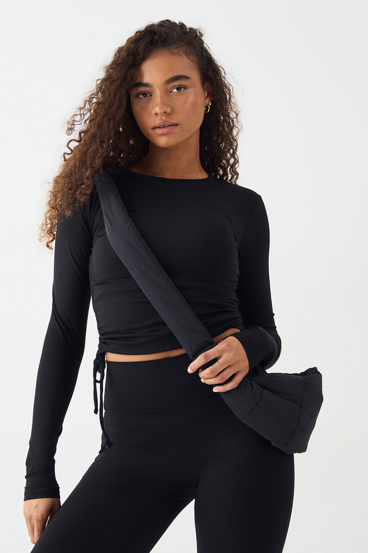 DSGN Studio DSGN Studio Ultra Sculpt Ruched Side Long Sleeve Top Black image 3