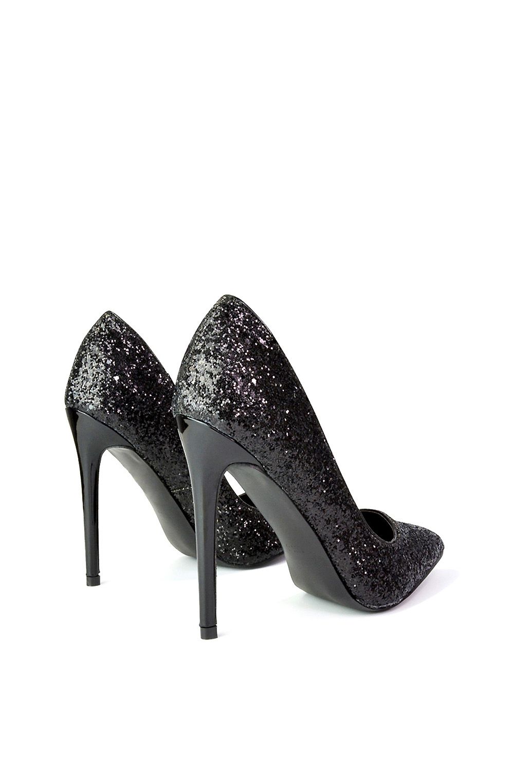 XY London 'Emerald' Pointed Toe Court Shoes Glitter Stiletto High Heels image 2