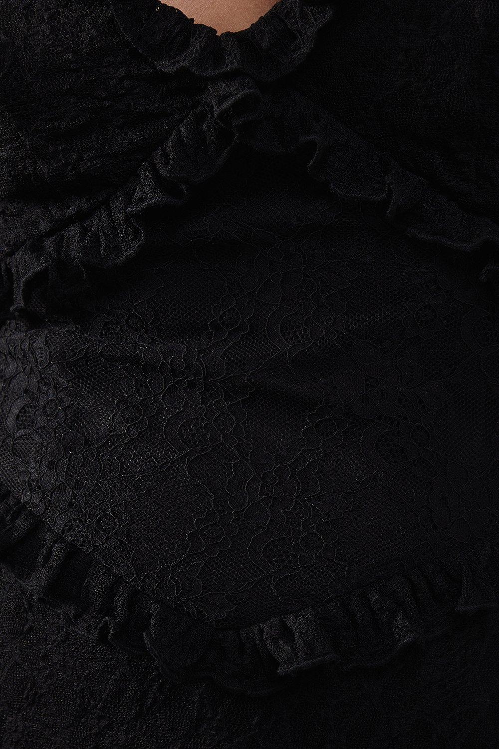 Warehouse Mixed Lace Sweetheart Neck Maxi Dress Black image 5