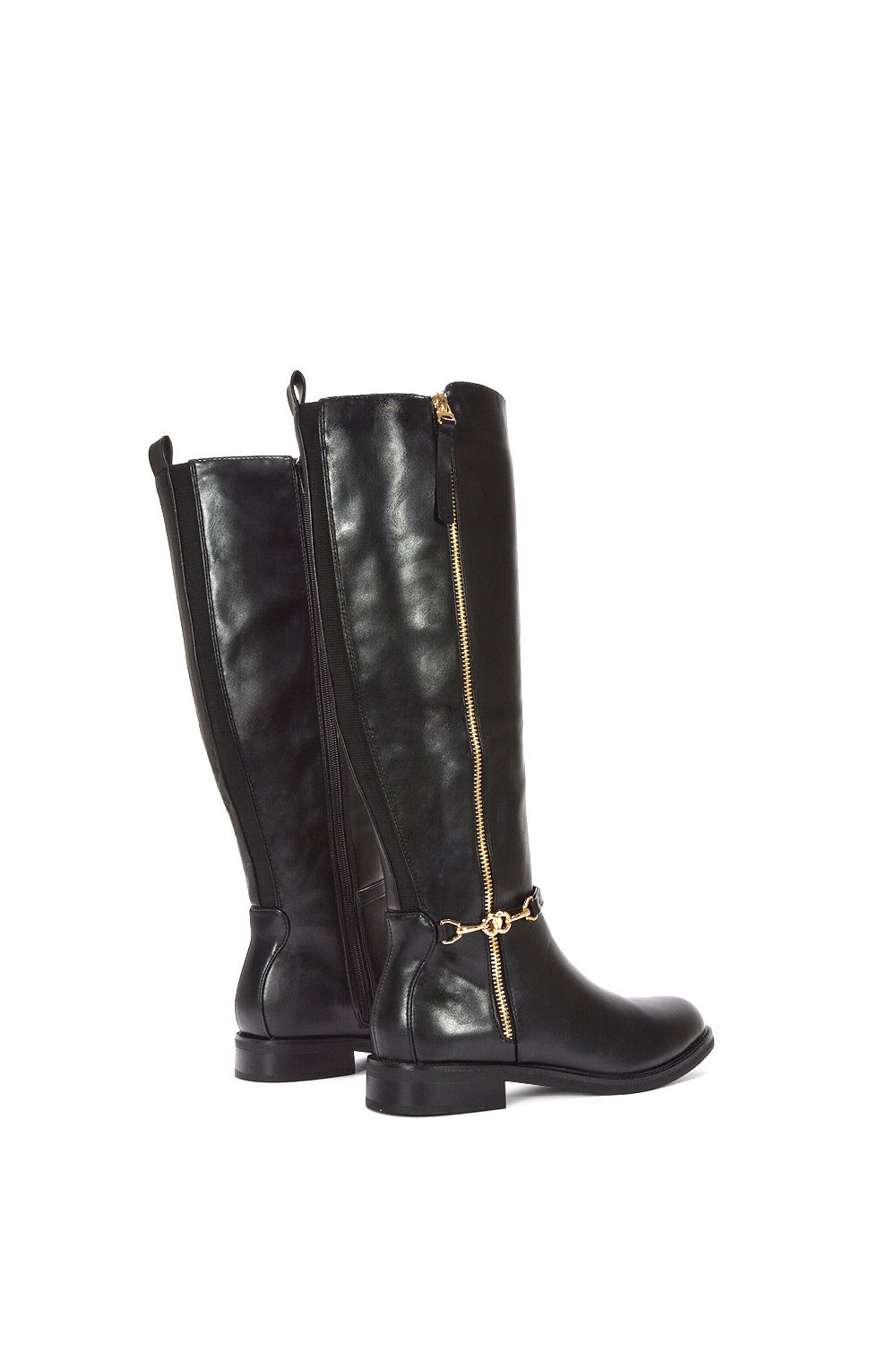 XY London 'Azalea' Knee High Zip Up Flat Low Heel Boots image 4