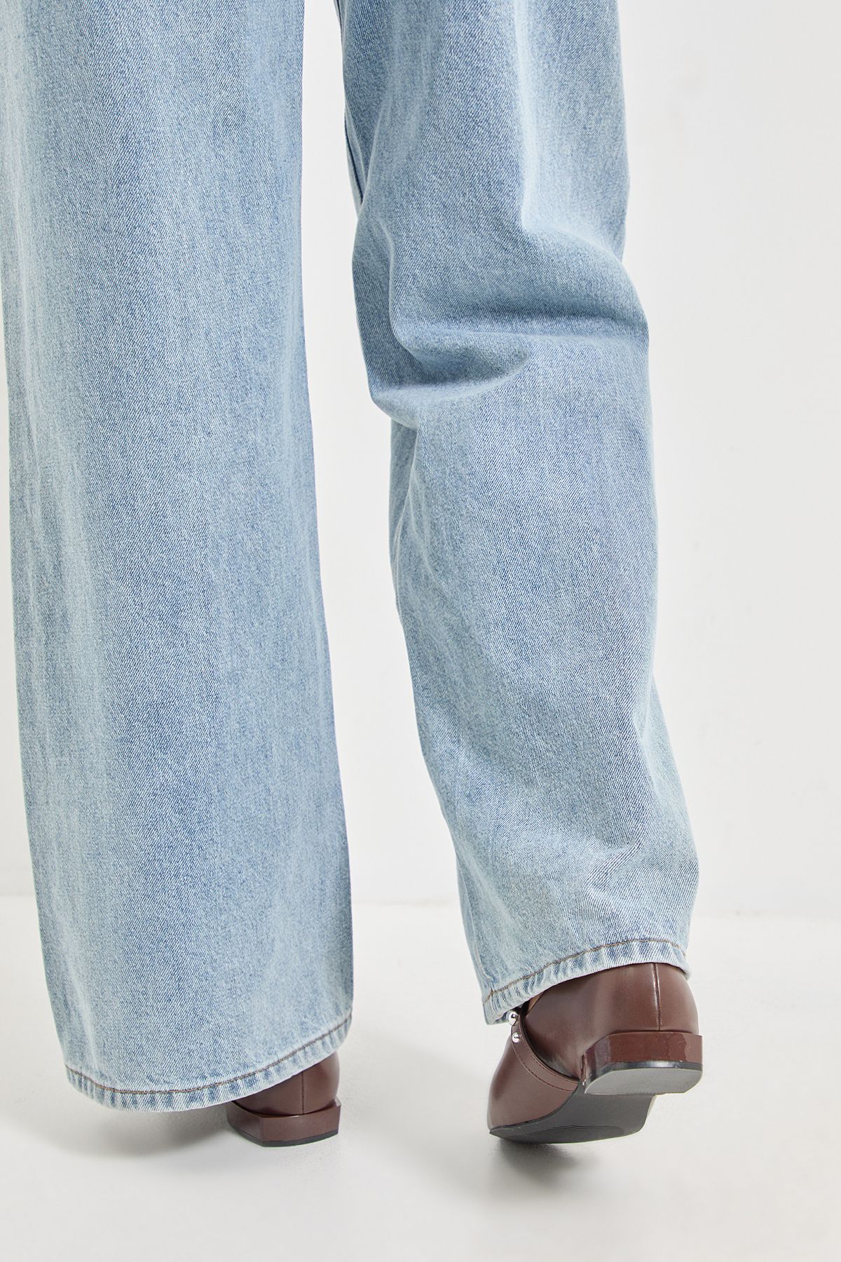 MissPap Faux Leather Studded Mary Jane Pointed Ballet Pumps Chocolate image 3