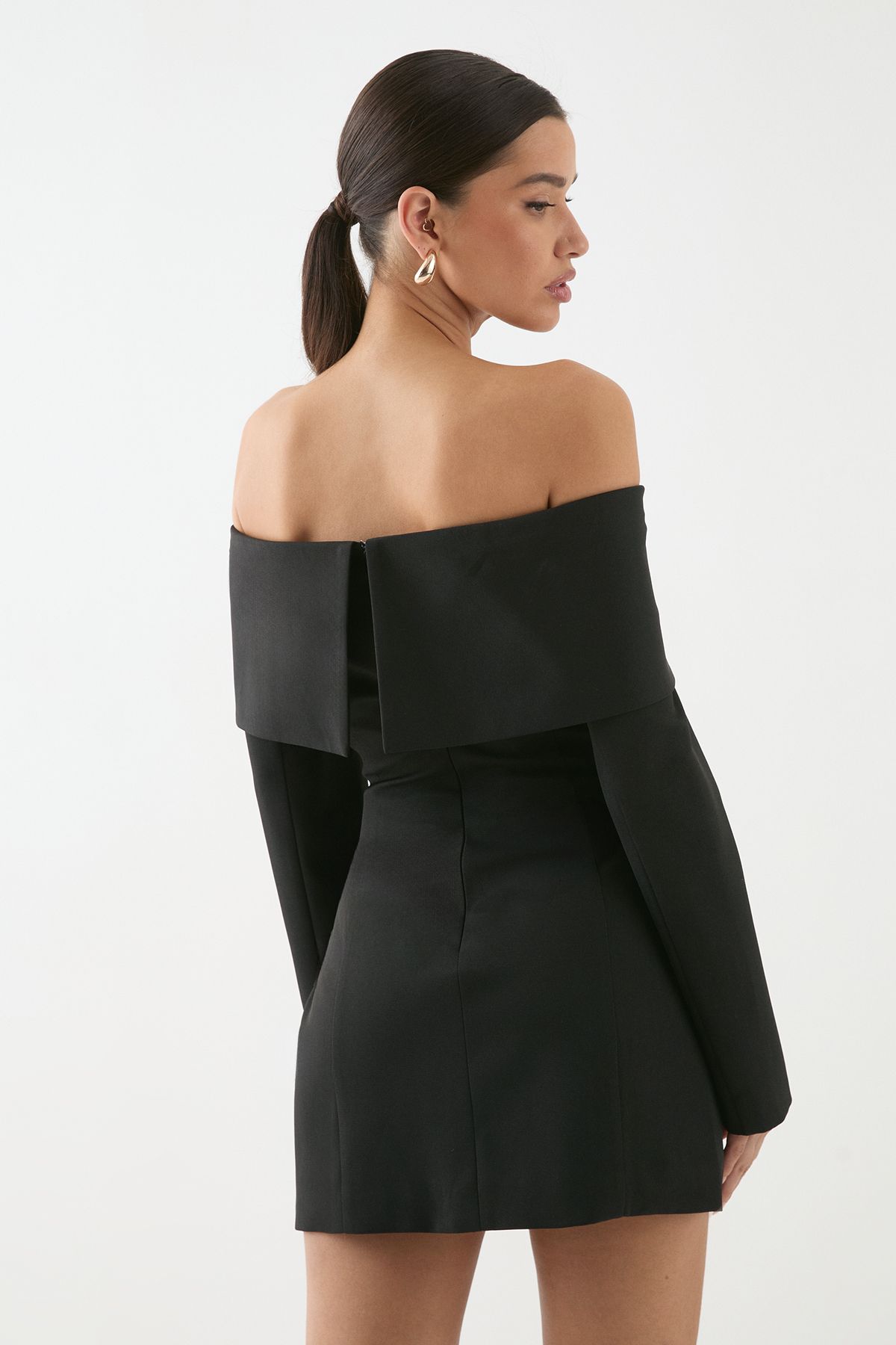 MissPap Double Breasted Bardot Blazer Dress Black image 3