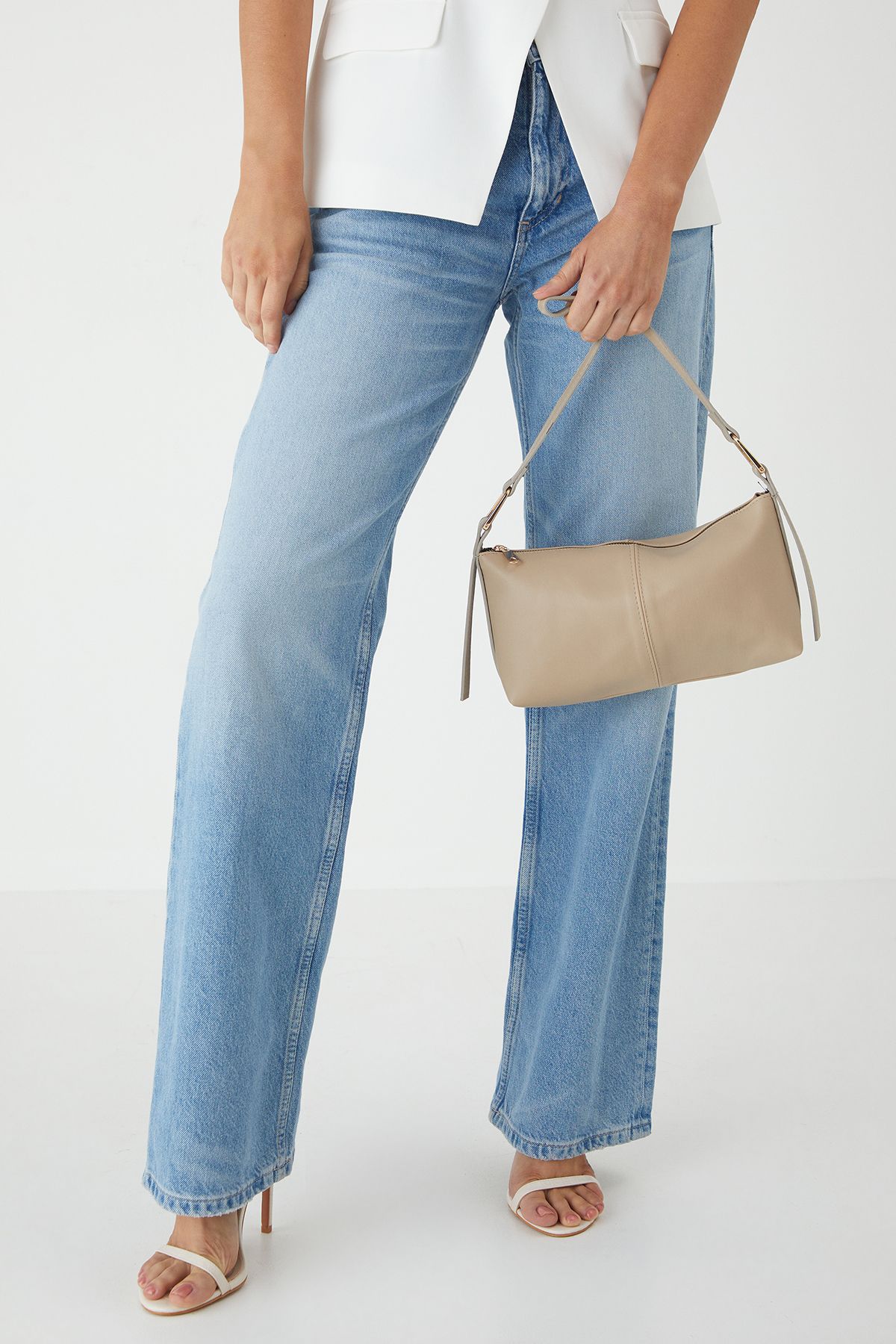 MissPap Slouchy Shoulder Faux Leather Bag Beige image 1