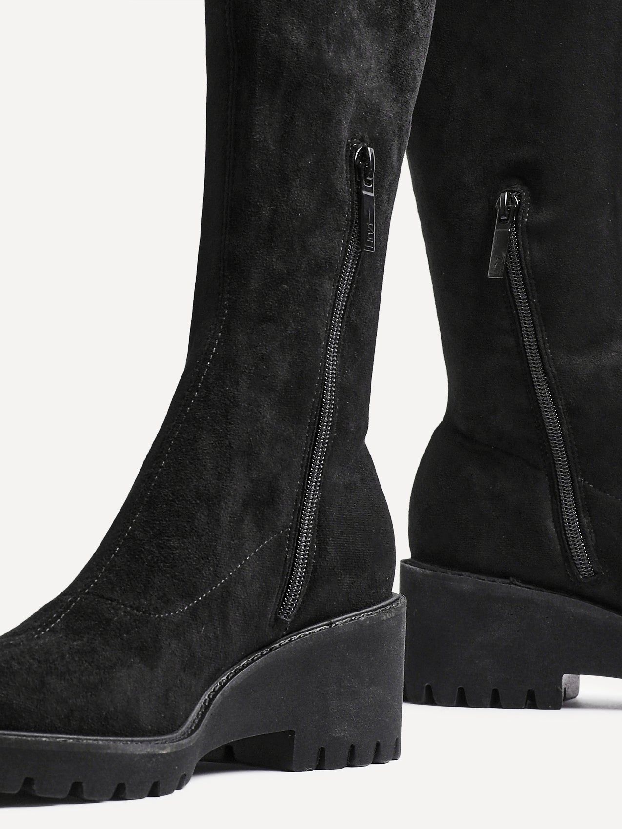 Linzi Kortina Black Faux Suede Wedge Knee High Boot image 5