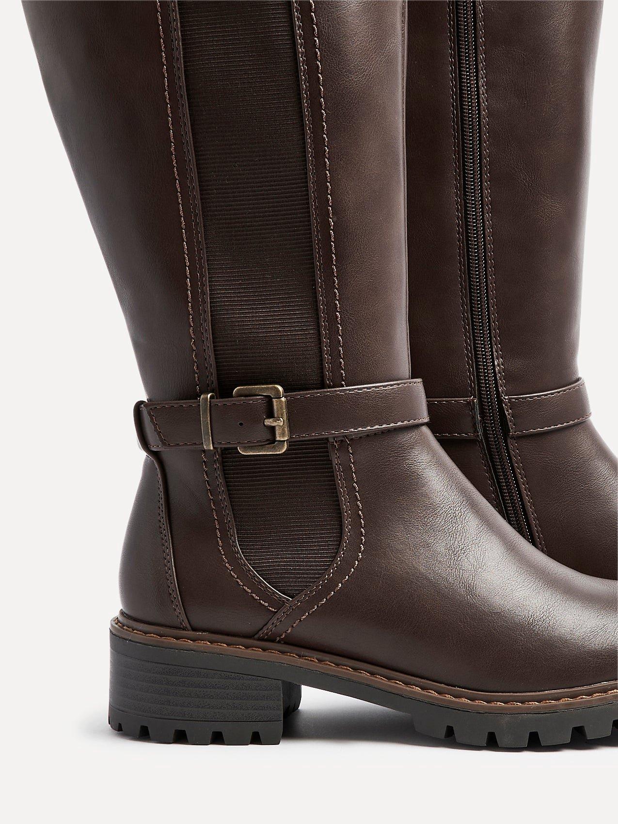 Linzi Gilded Brown Faux Leather High Leg Boot