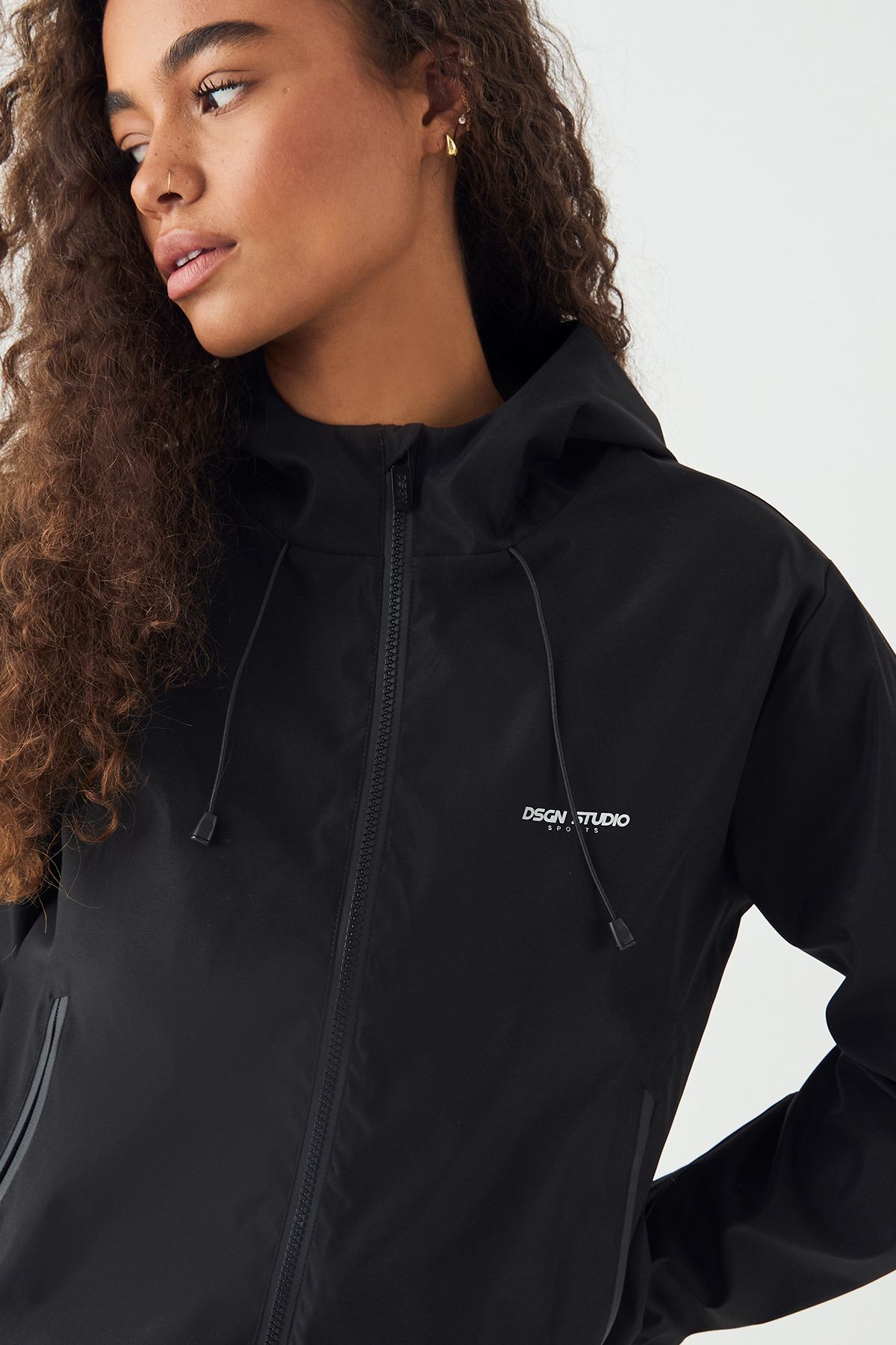 DSGN Studio DSGN Studio Reflective Zip Hooded Through Sports Jacket Black image 4