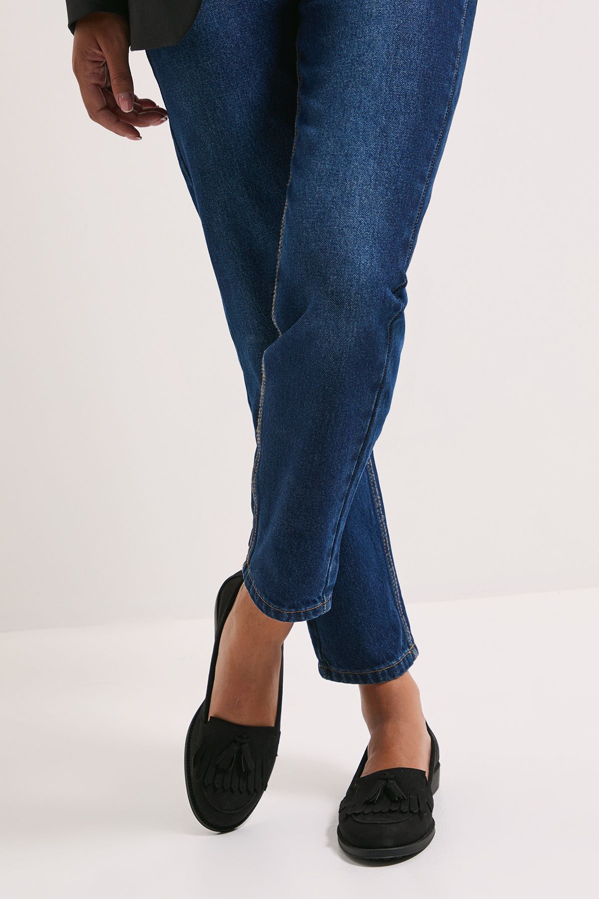 Dorothy Perkins Wide Fit Leigh Fringe Loafers Natural Black image 2