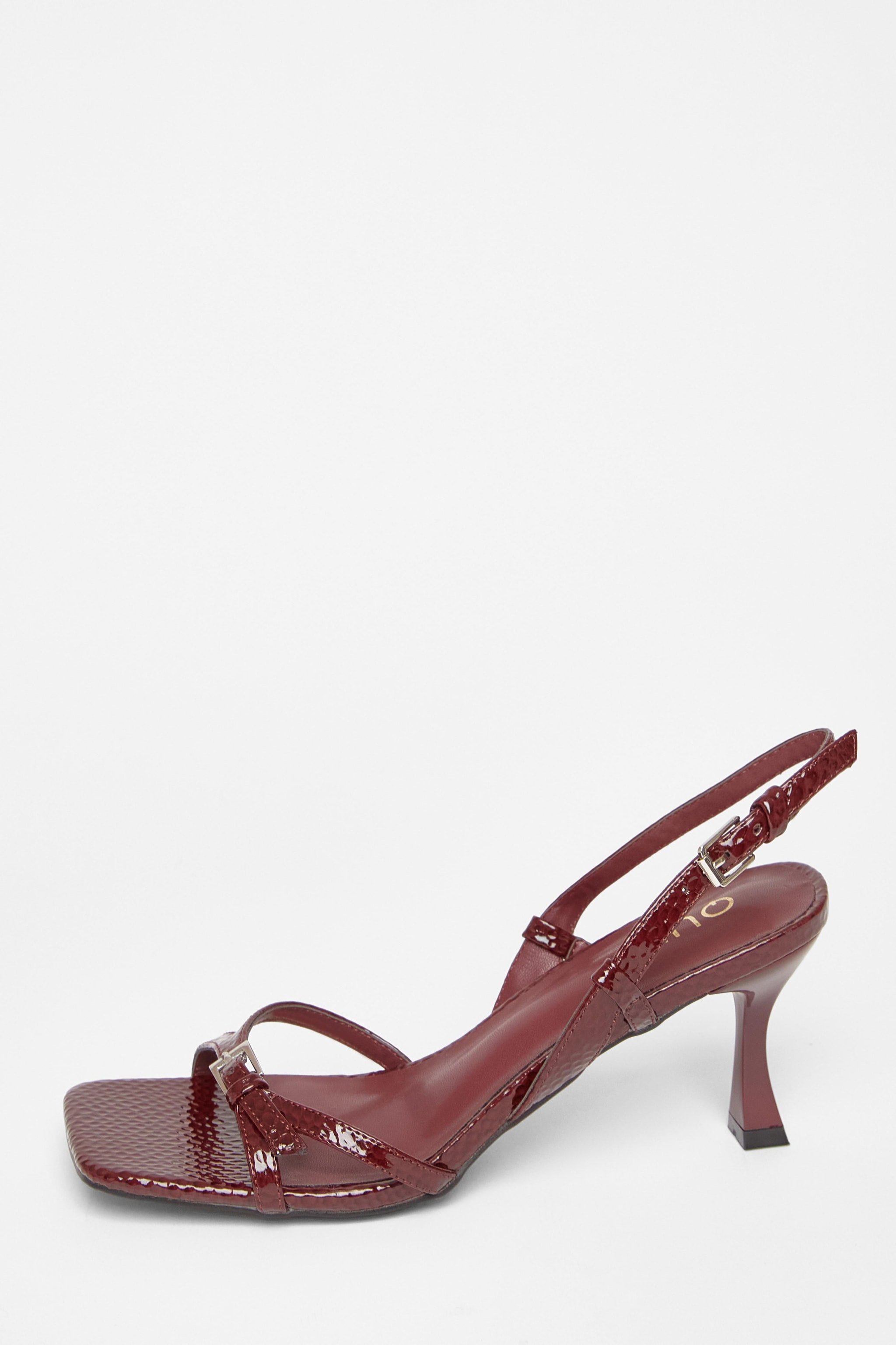 Quiz Burgundy Snake Print Strappy Heels image 3