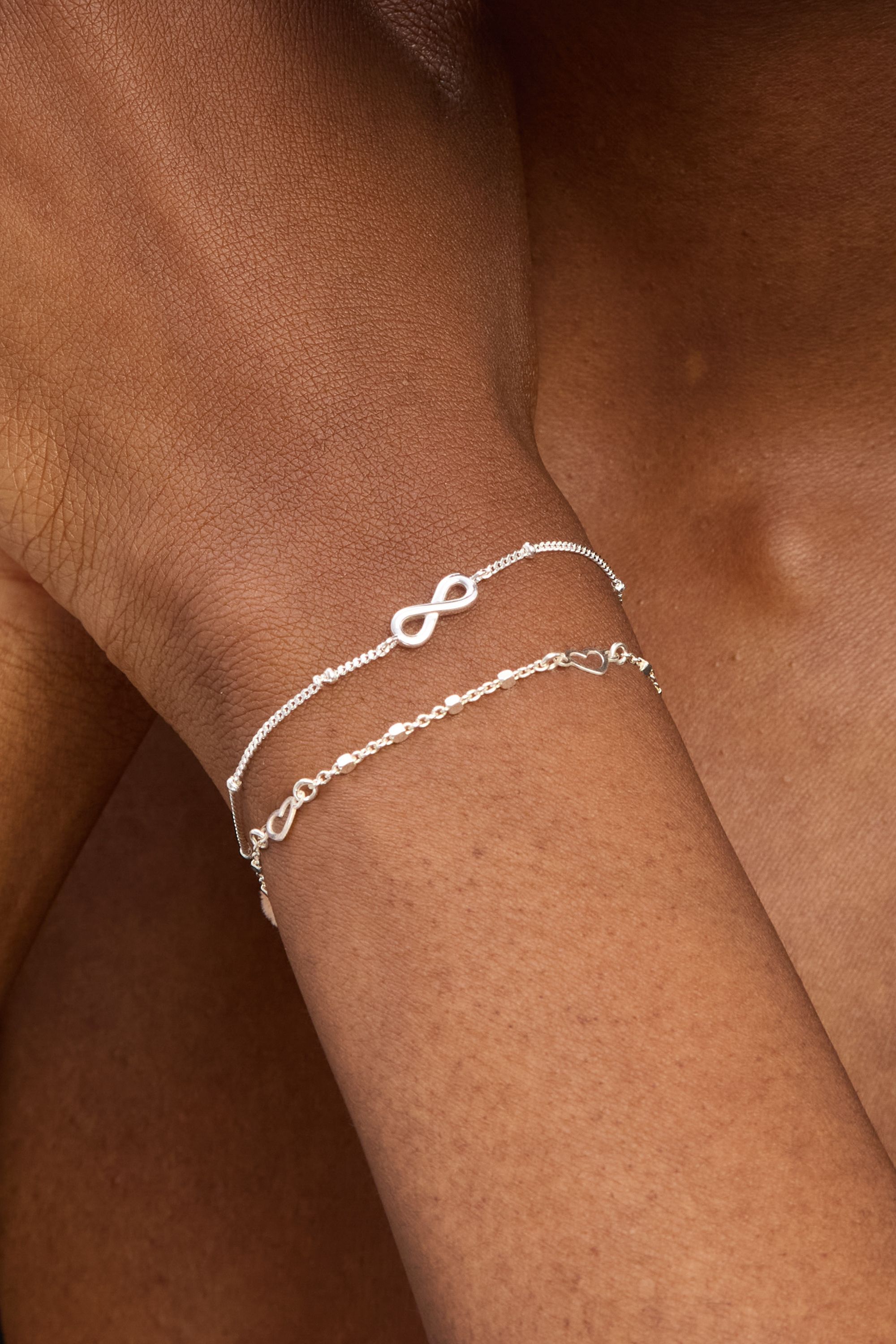 Simply Silver Sterling Silver 925 Polished Snake Chain Puff Heart Bracelet image 3