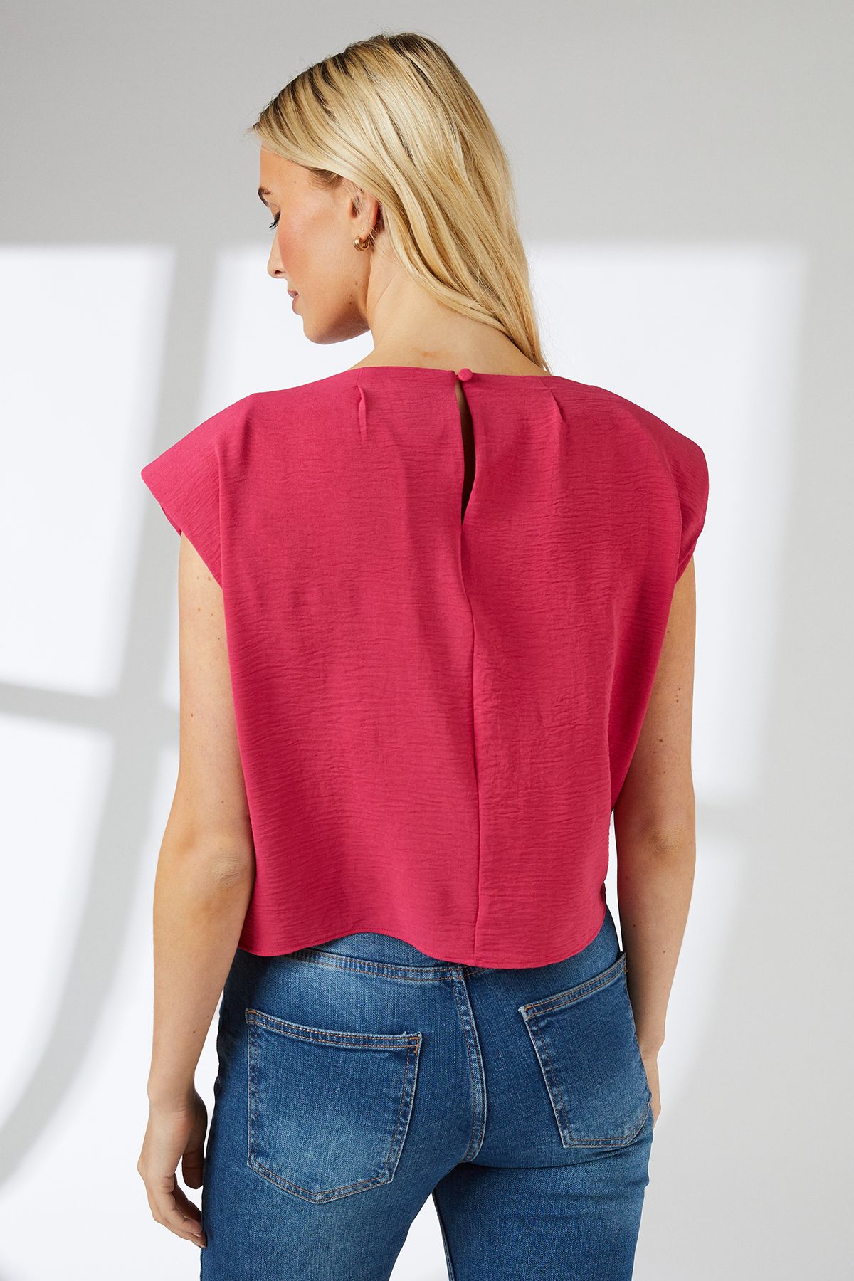 Principles Pink Boxy Woven Tee Raspberry image 3