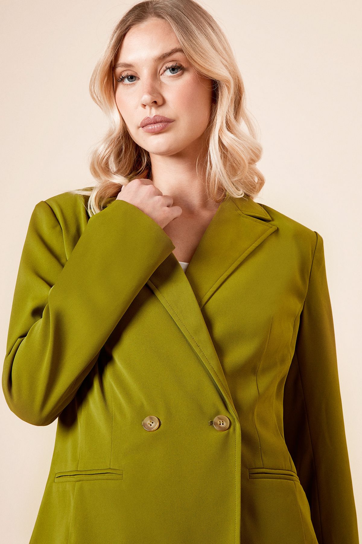 Dorothy Perkins Tailored Seam Front Detail Blazer Khaki image 4