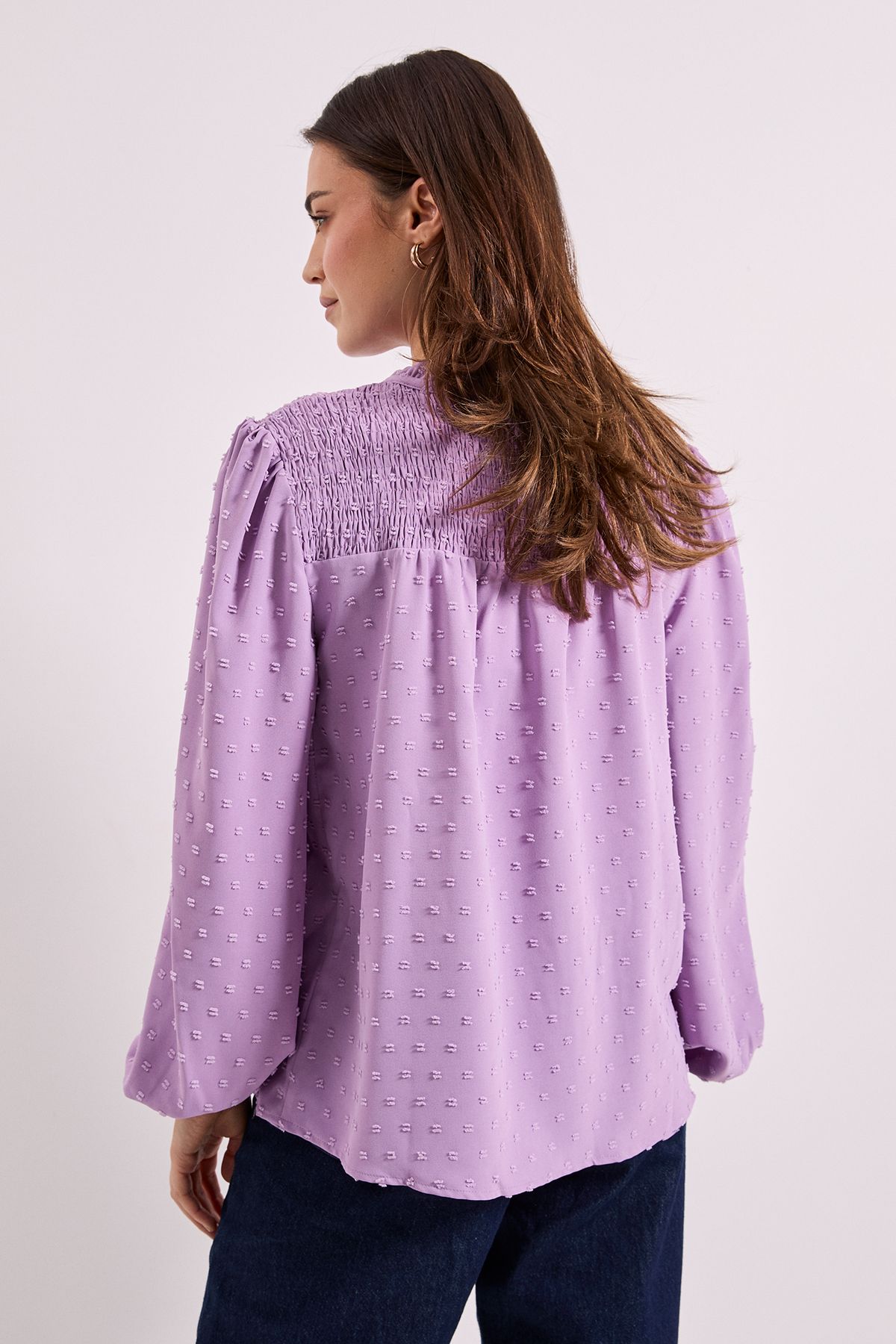 Dorothy Perkins Tie Neck Long Sleeve Blouse Lilac image 3