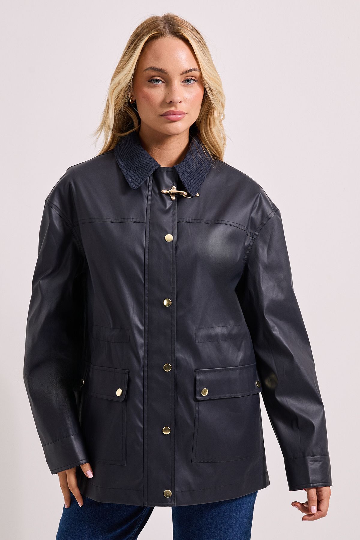 Dorothy Perkins Heritage Waxed Jacket Navy image 1