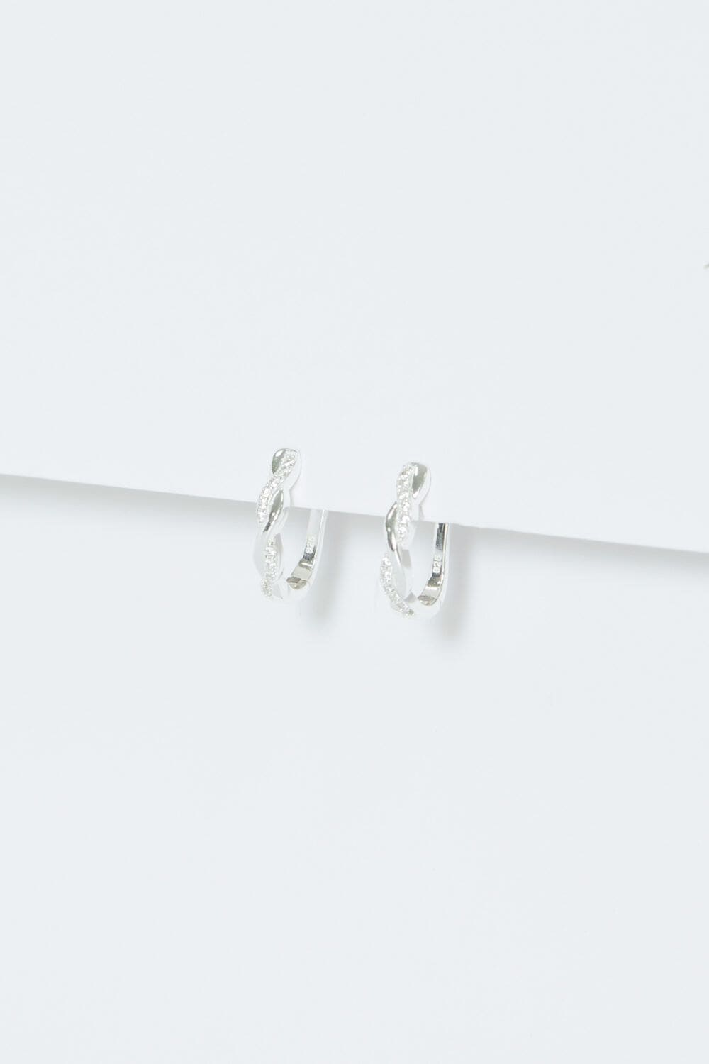 Simply Silver Sterling Silver 925 Polsihed And Cubic Zirconia Plaited Hoop Earrings image 4
