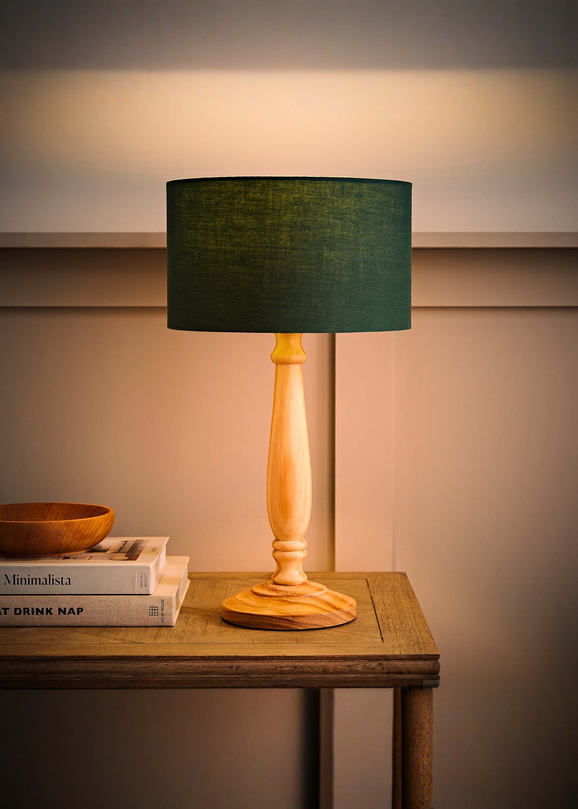 ValueLights Victoria Light Wood Traditional Table Lamp with Fabric Drum Shade and LED Bulb image 2