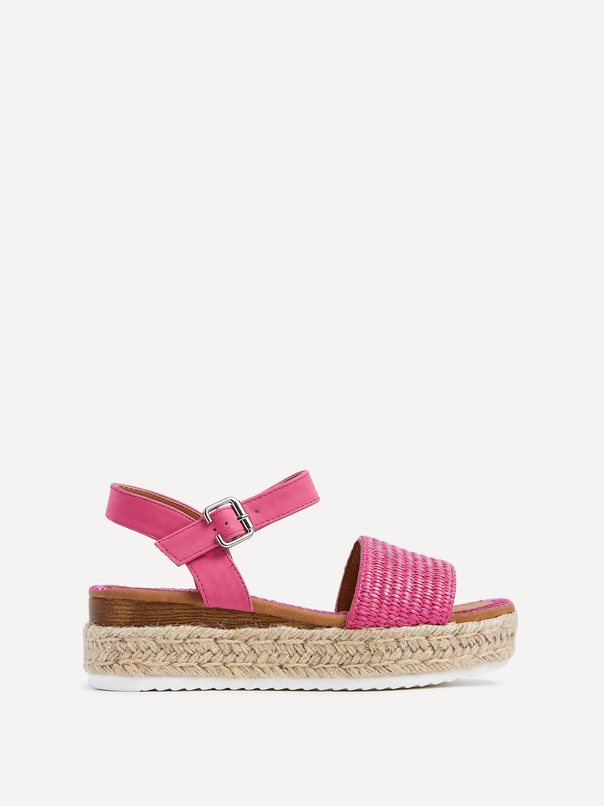 Linzi Panama Fuchsia Raffia Two Part Espadrille Inspired Flatform Sandal image 1