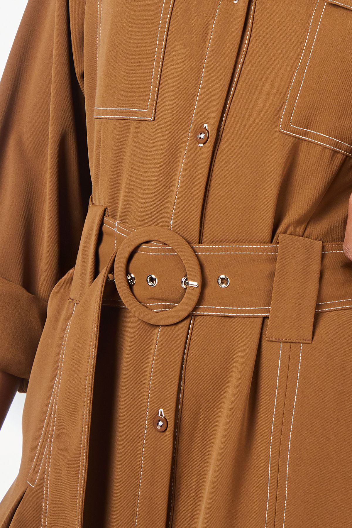 Principles Brown Stitch Belted Utility Dress Brown image 5