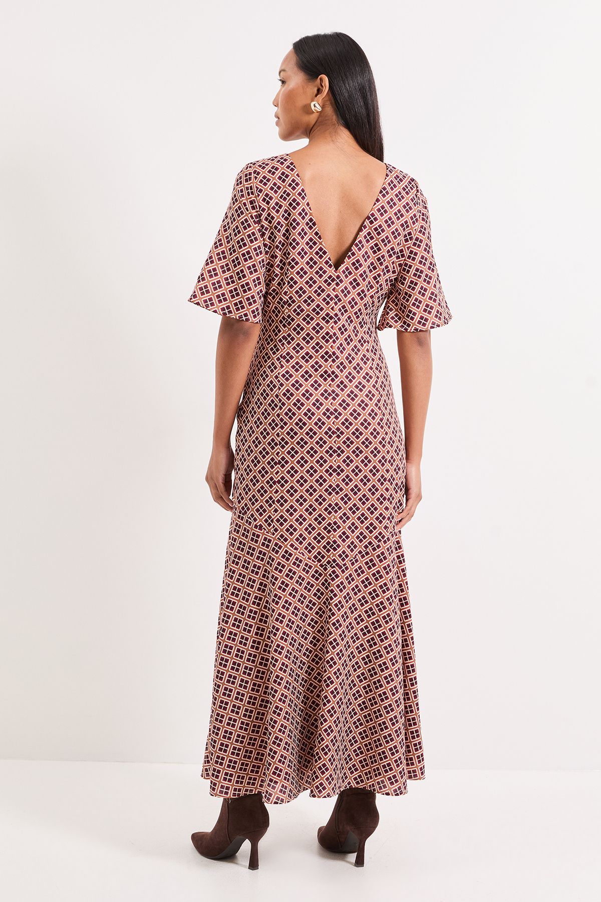 Principles Printed Crepe Fishtail Maxi Dress Red image 3