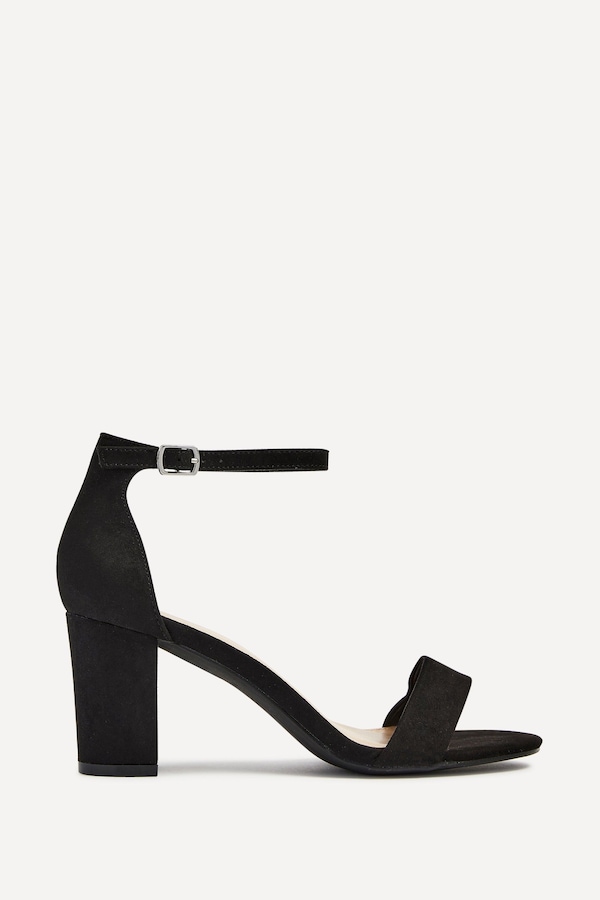 Linzi Legacy Wide Fit Black Suede Closed Black Block Heel