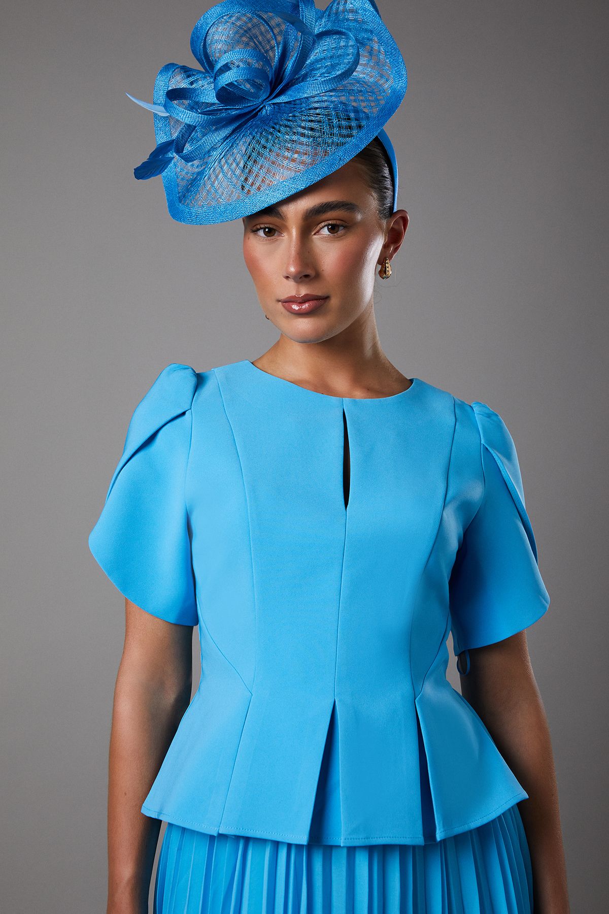 Coast Tulip Sleeve 2 In 1 Pleat Dress Blue image 4