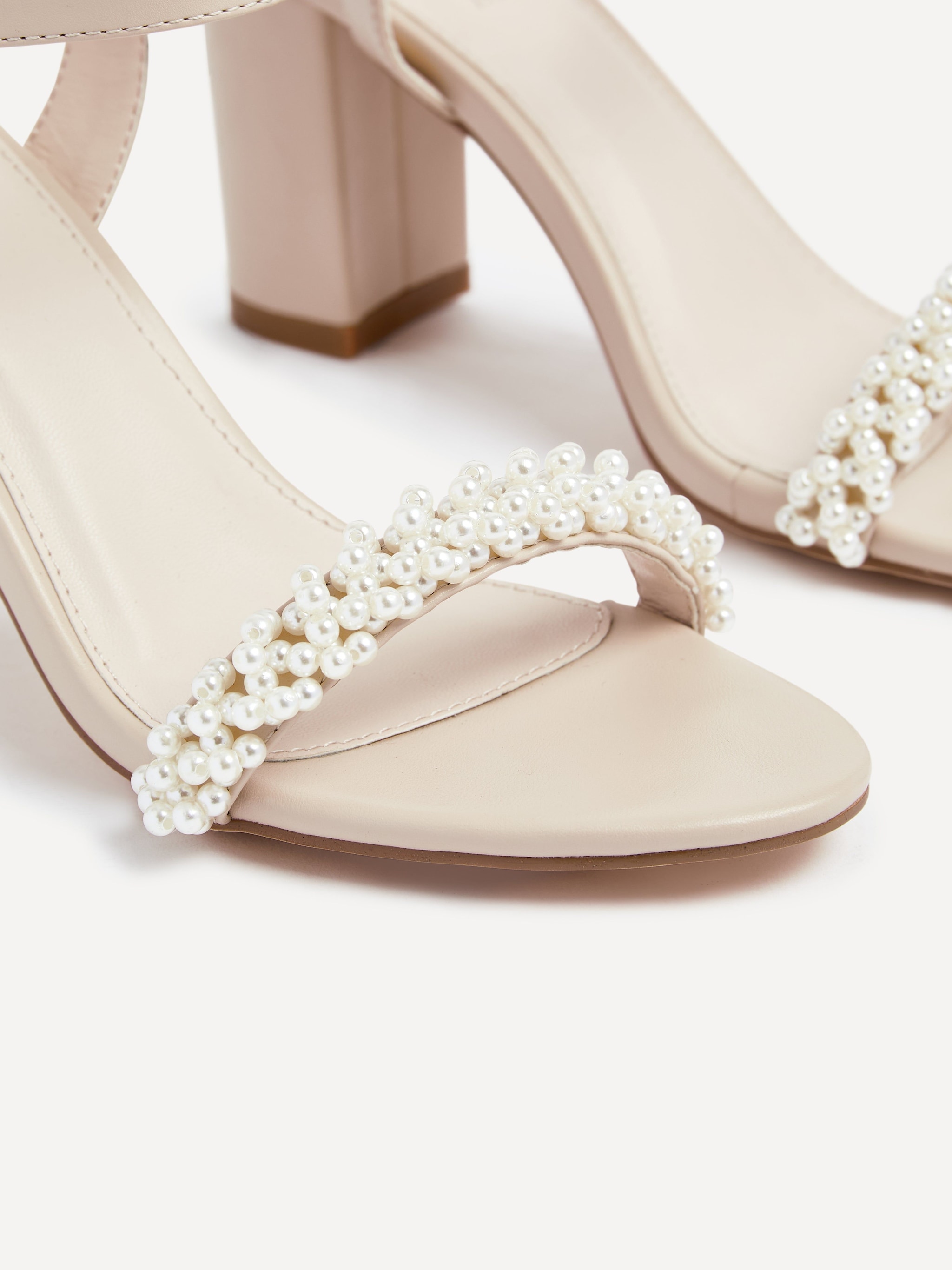 Linzi Lulu Nude Faux Leather Block Heeled Sandal image 4