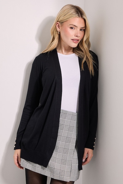 Dorothy Perkins Black Longline Button Cuff Knit Cardigan Black