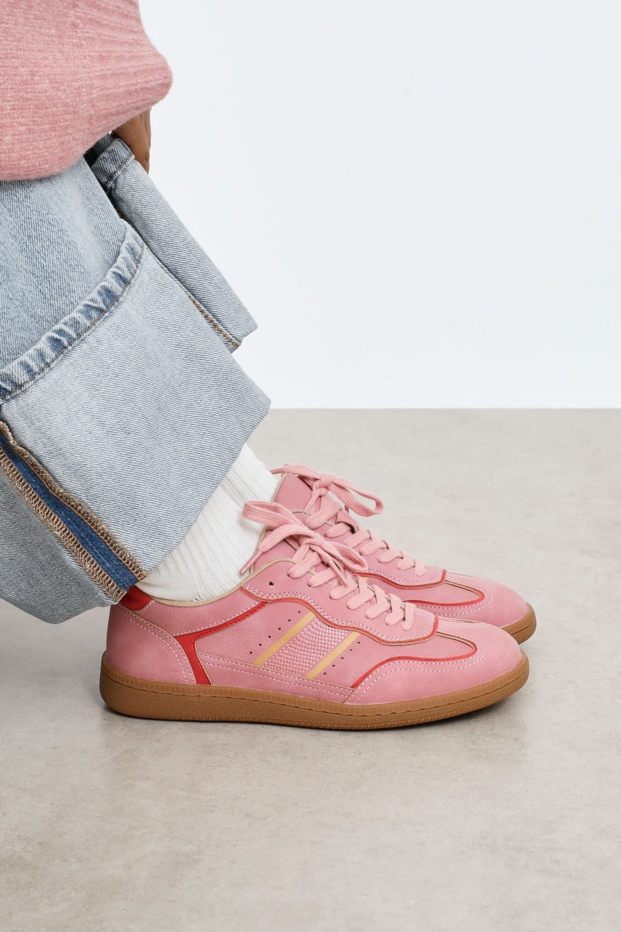 Linzi Vortex Pink & Red Retro Style Trainers image 2