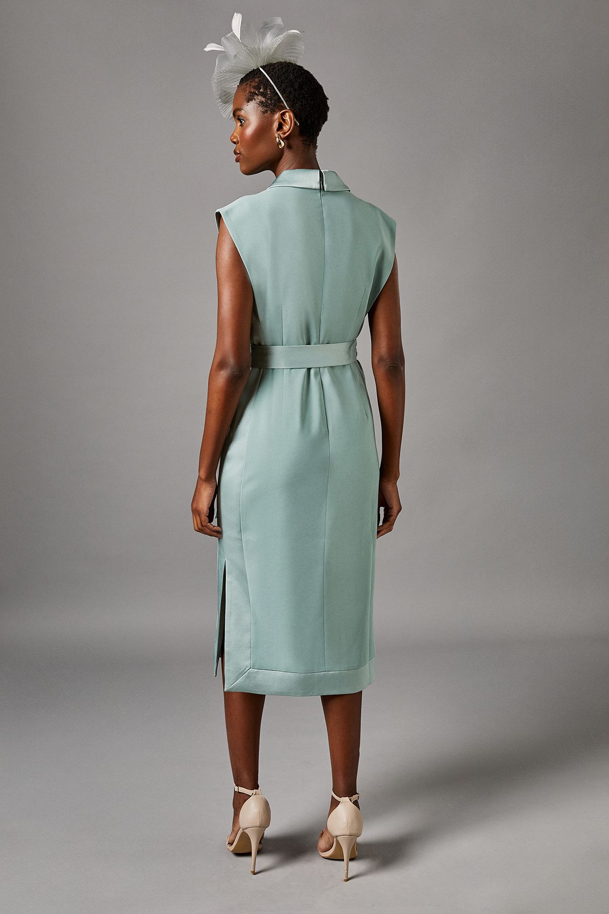 Coast Tux Satin Dress Sage image 3