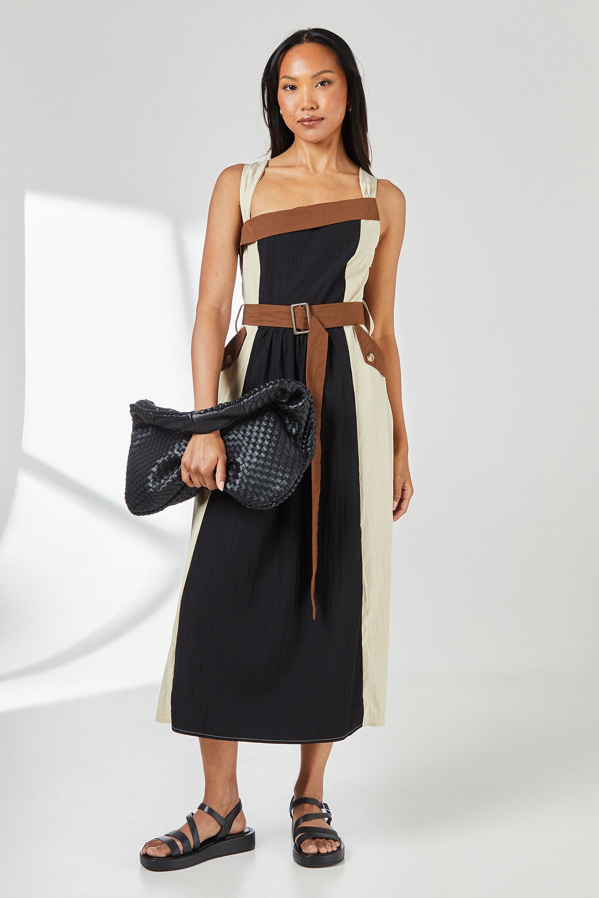 Principles Multi Colourblock Belted Midi Dress Multi
