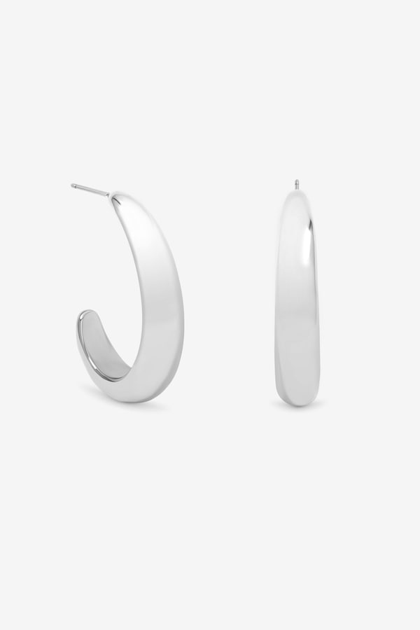 Jon Richard Silver Plated Polished Large Curve Hoops