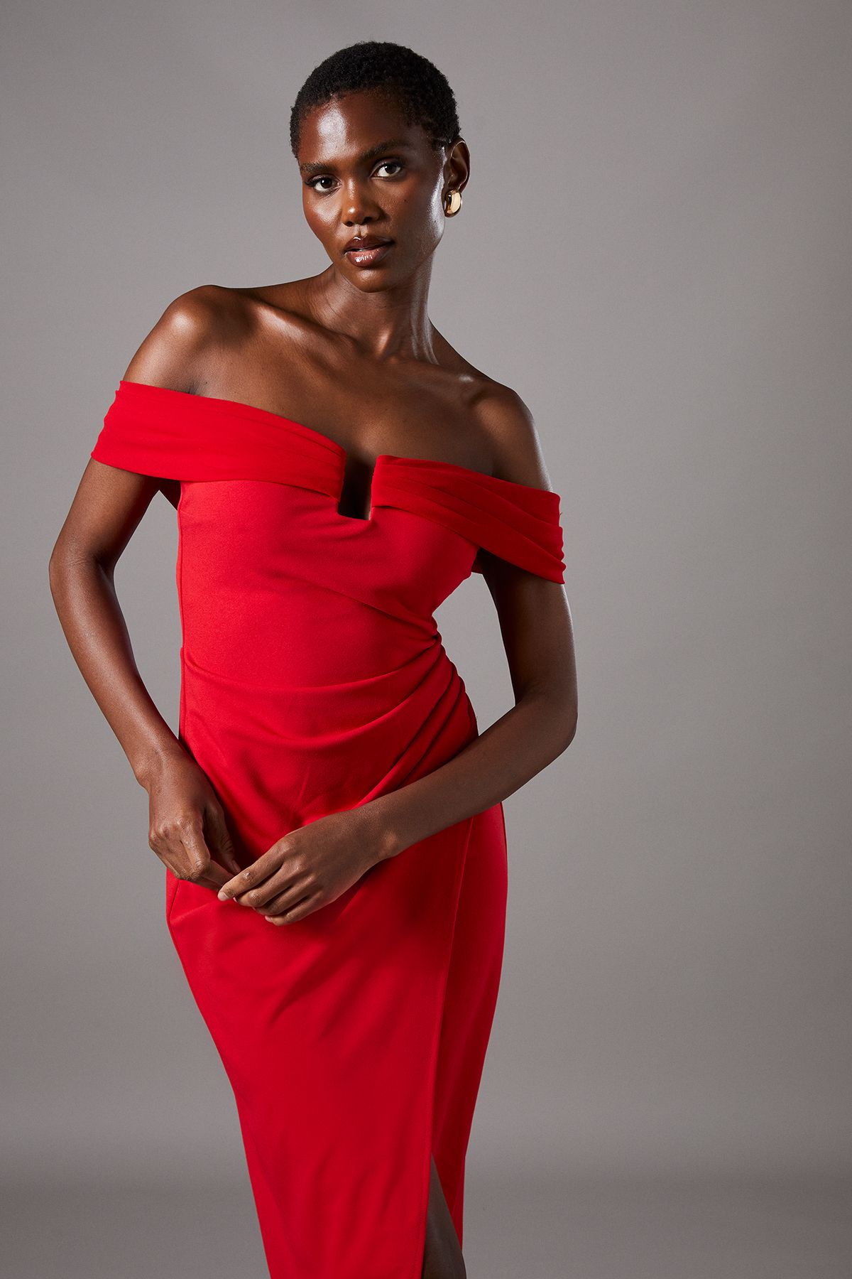 Coast Bardot Scuba Bodycon Midi Dress Red image 2