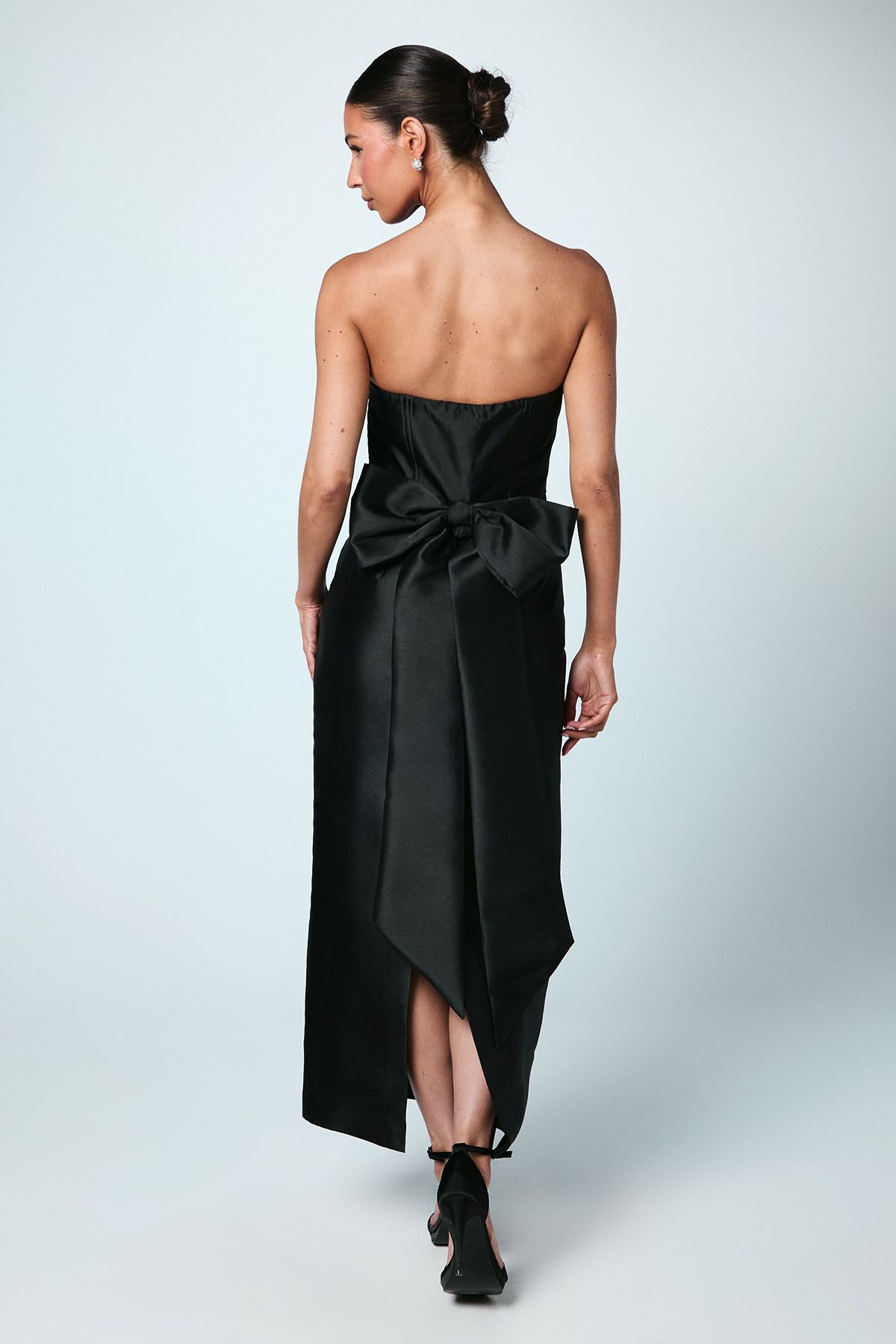 Coast Bandeau Twill Bow Back Bridesmaid Dress Black image 3