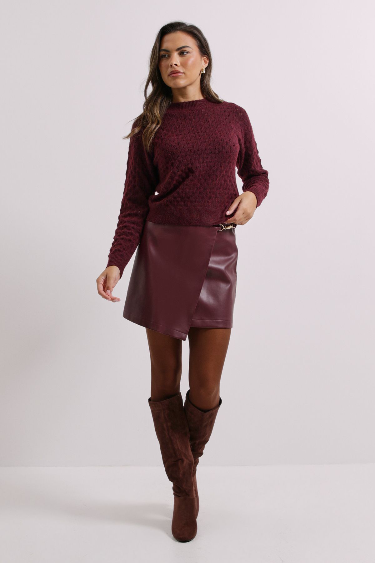 Dorothy Perkins Plum Pointelle Jumper Plum image 1