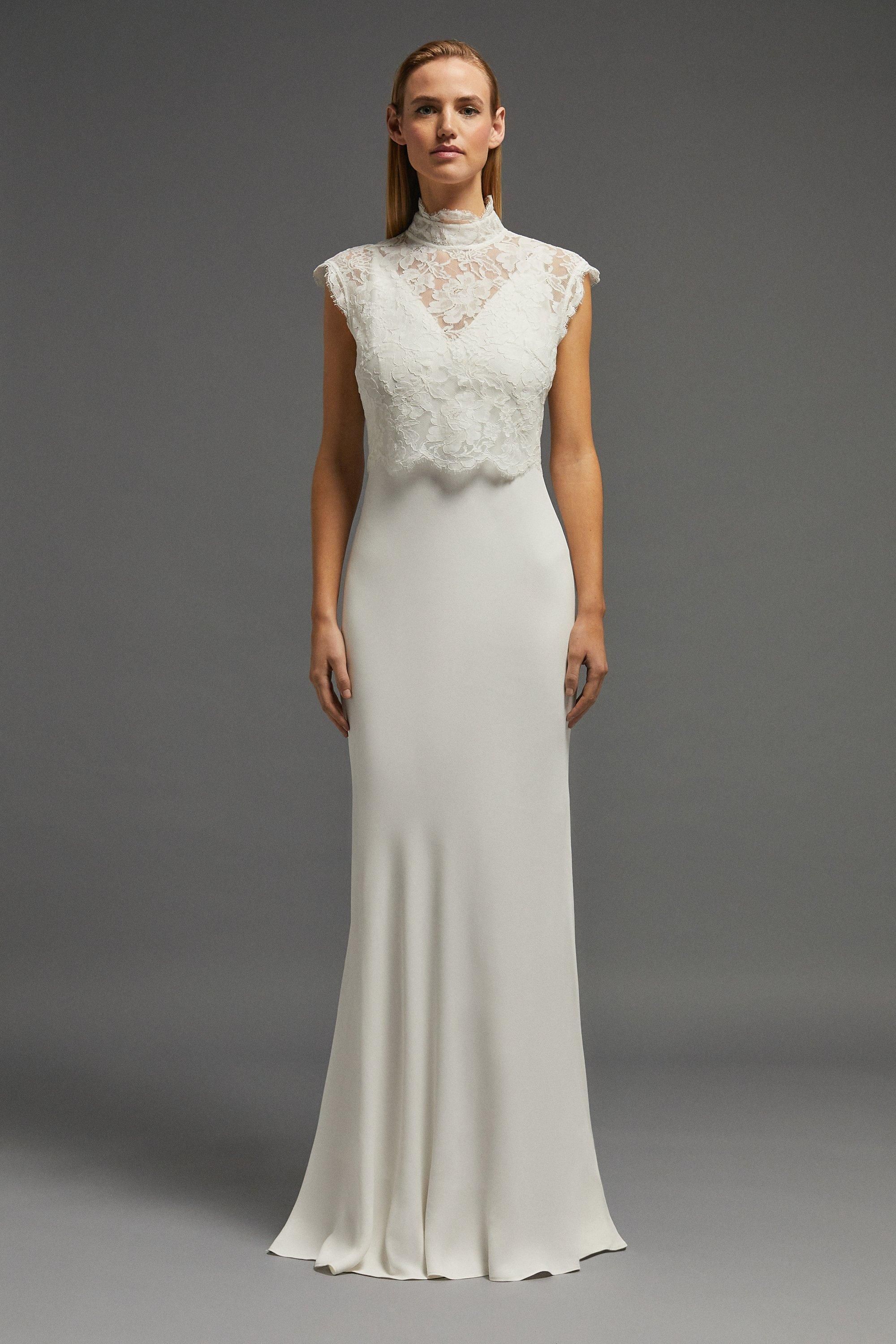 Coast High Neck Sleeveless Lace Top Ivory