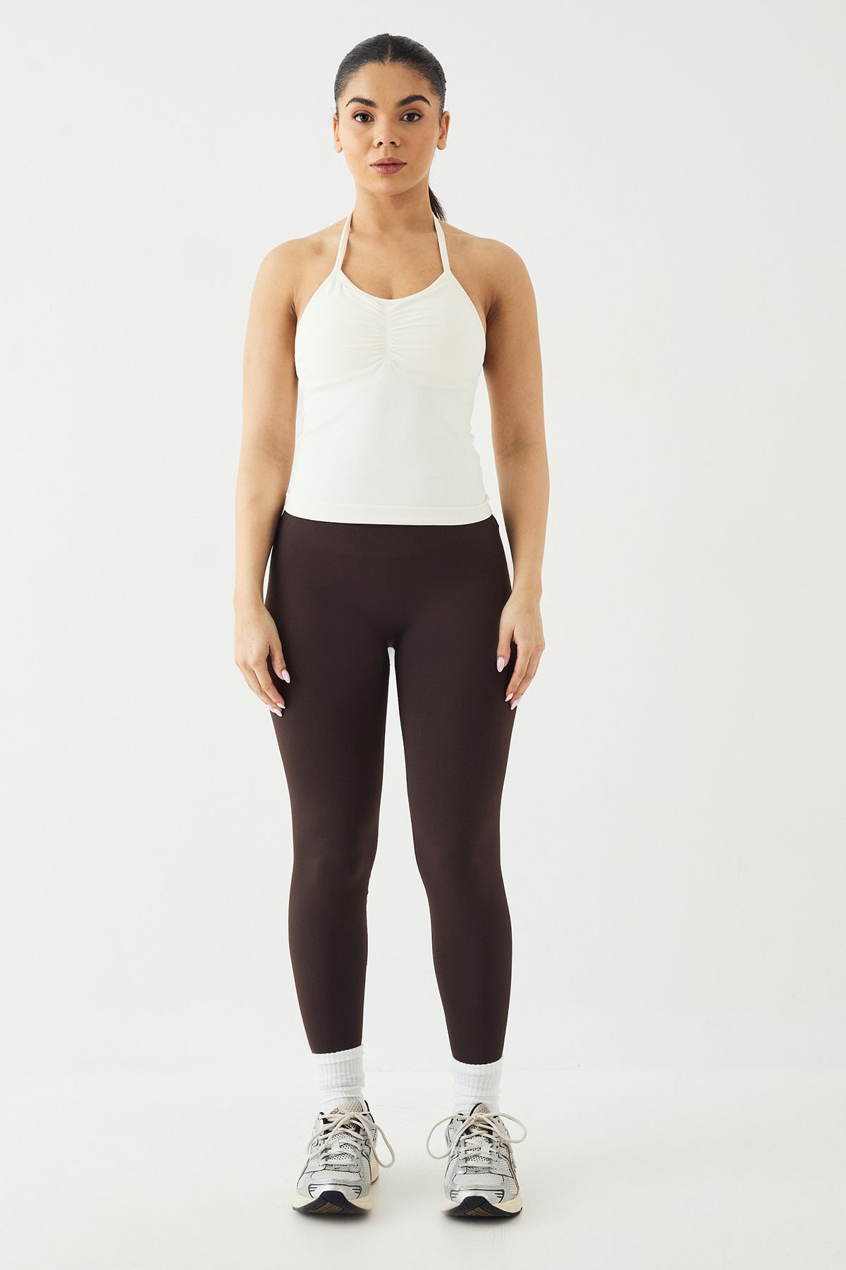 DSGN Studio DSGN Studio Sport Ultra Contour Padded Seamless Strappy Top Ecru image 5