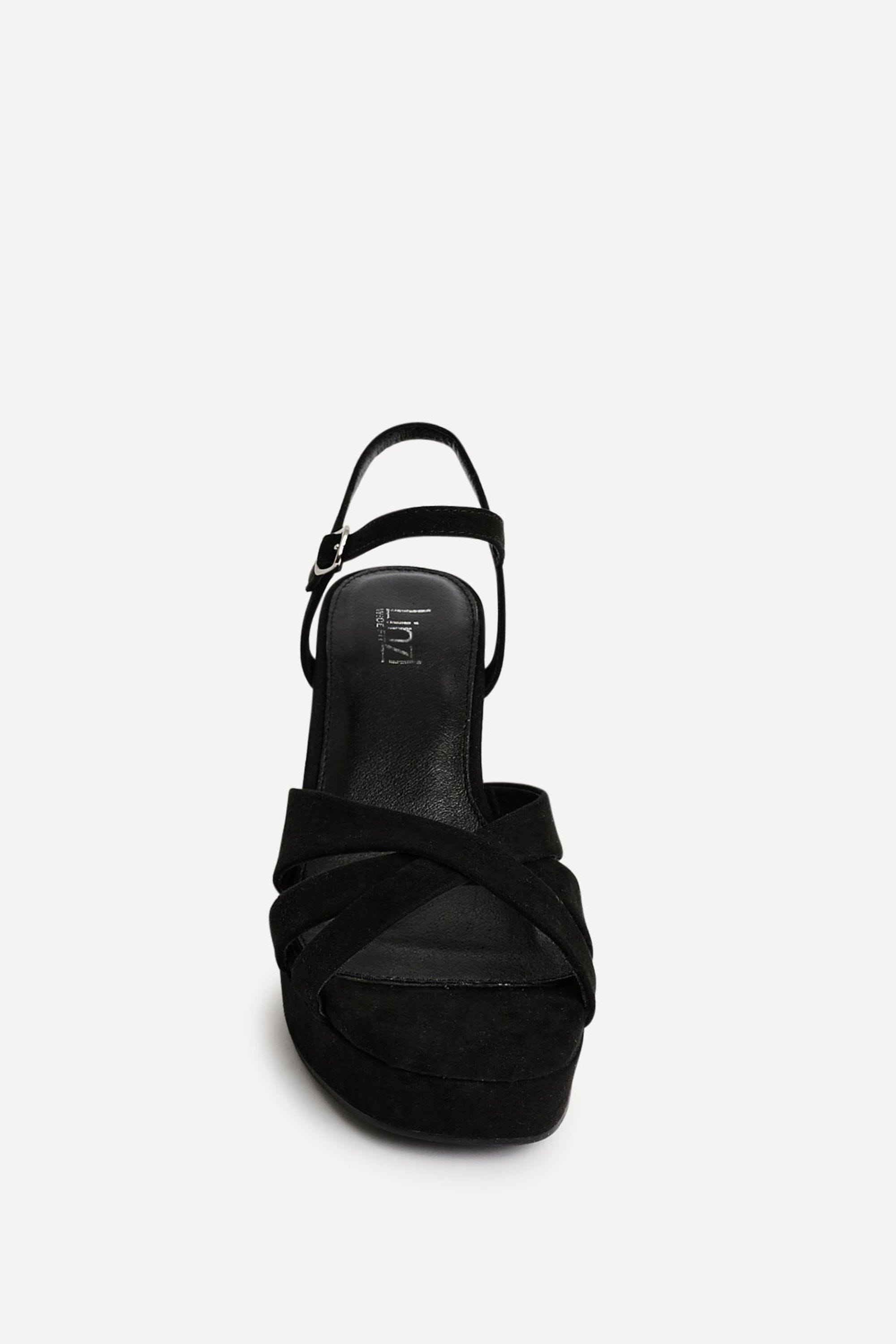 Linzi Selene Black Faux Suede Wide Fit Crossover Platform Heels image 4