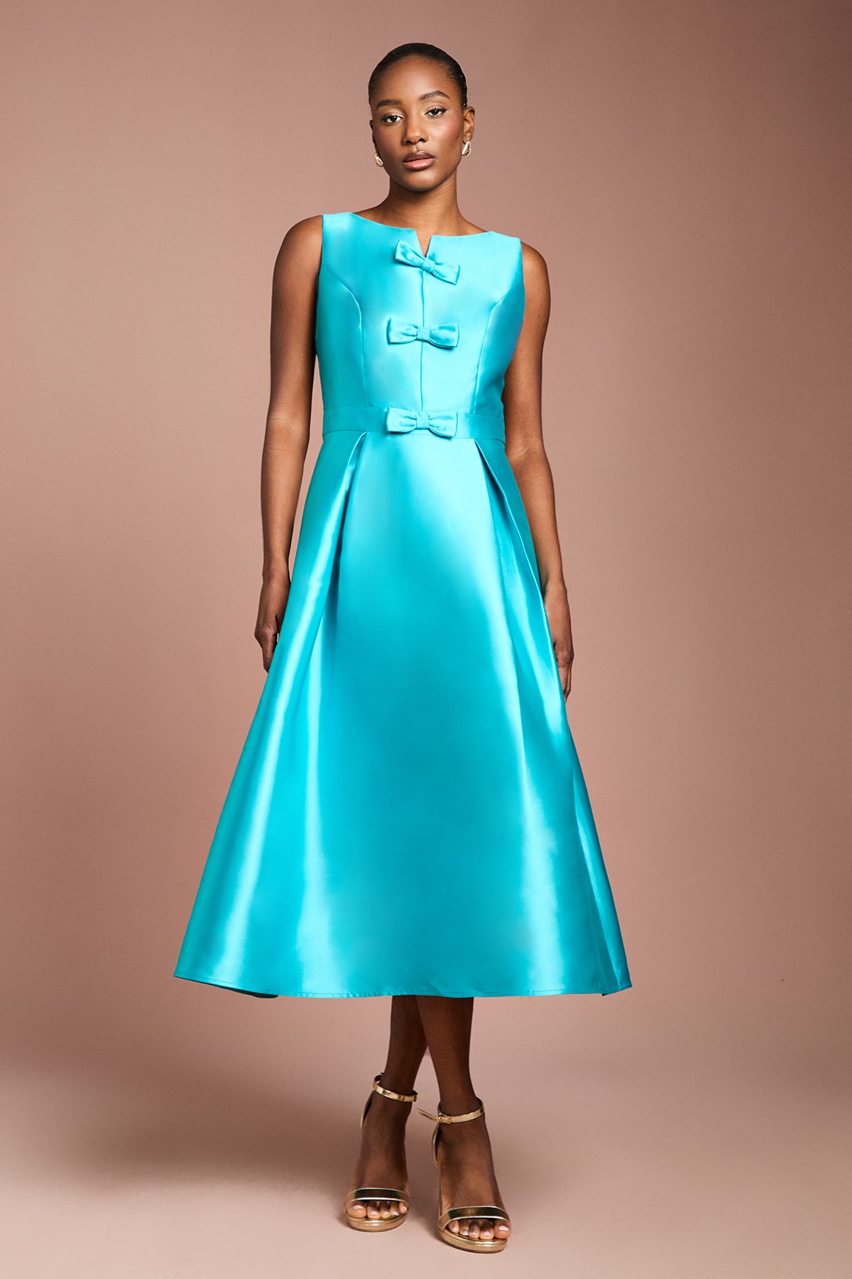 Coast Bow Detail Full Skirt Midi Dress Teal image 2