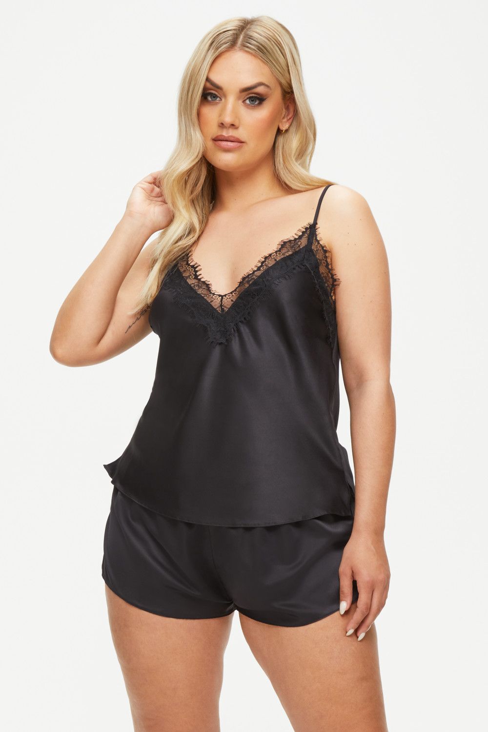 Ann Summers Cerise Satin Cami Set Black image 3