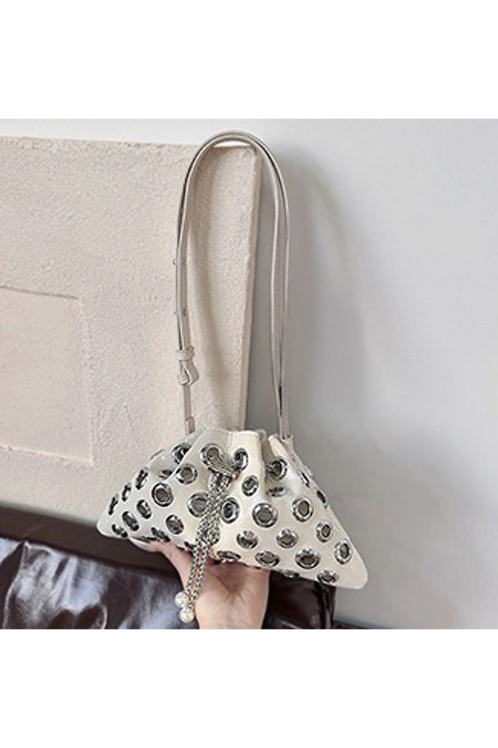 XY London 'Janieka' Drawstring Chain Shoulder Bag with Eyelet Studs image 1