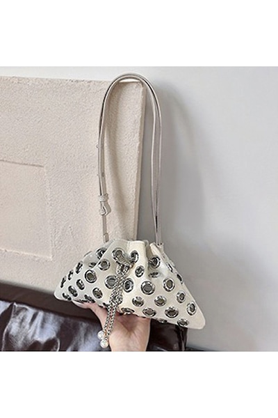 XY London 'Janieka' Drawstring Chain Shoulder Bag with Eyelet Studs