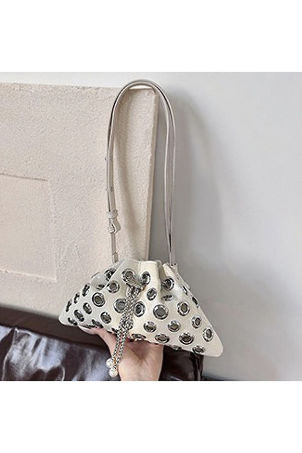 XY London 'Janieka' Drawstring Chain Shoulder Bag with Eyelet Studs